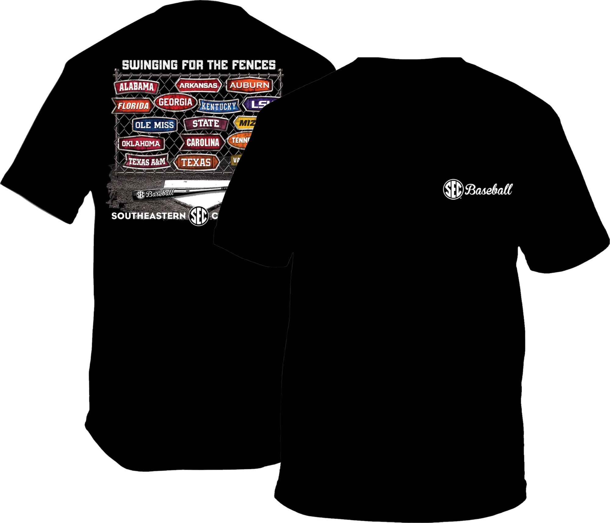 New World Graphics Youth NCAA Black SEC Baseball Fence T-Shirt