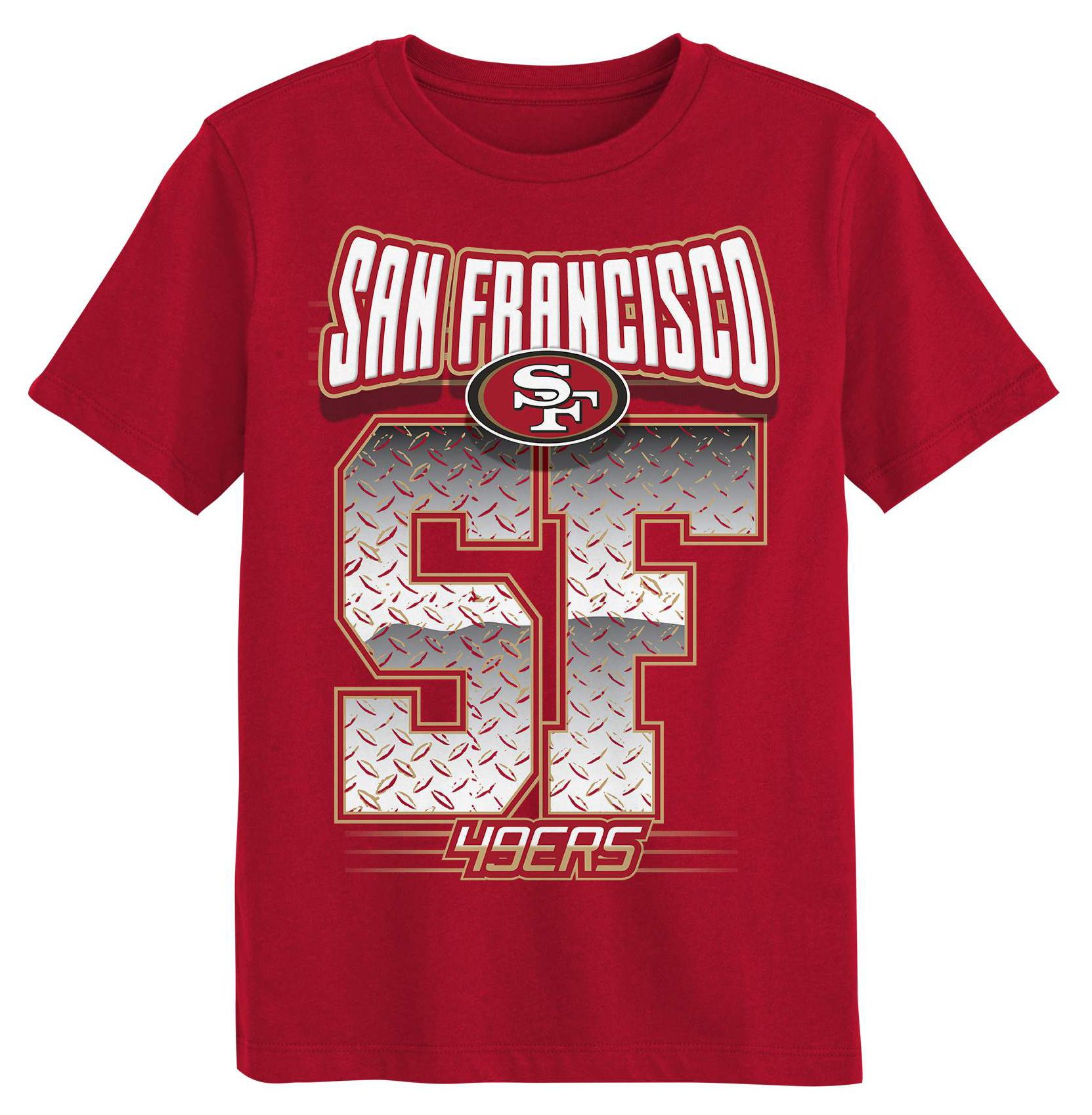 NFL Team Apparel Boys' San Francisco 49ers Red Grid Iron T-Shirt