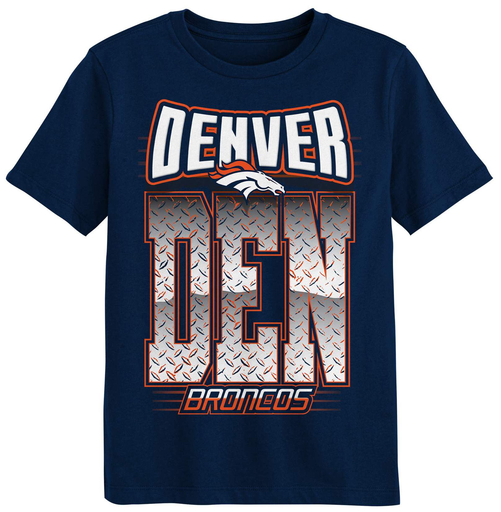 NFL Team Apparel Boys' Denver Bronco Navy Grid Iron T-Shirt