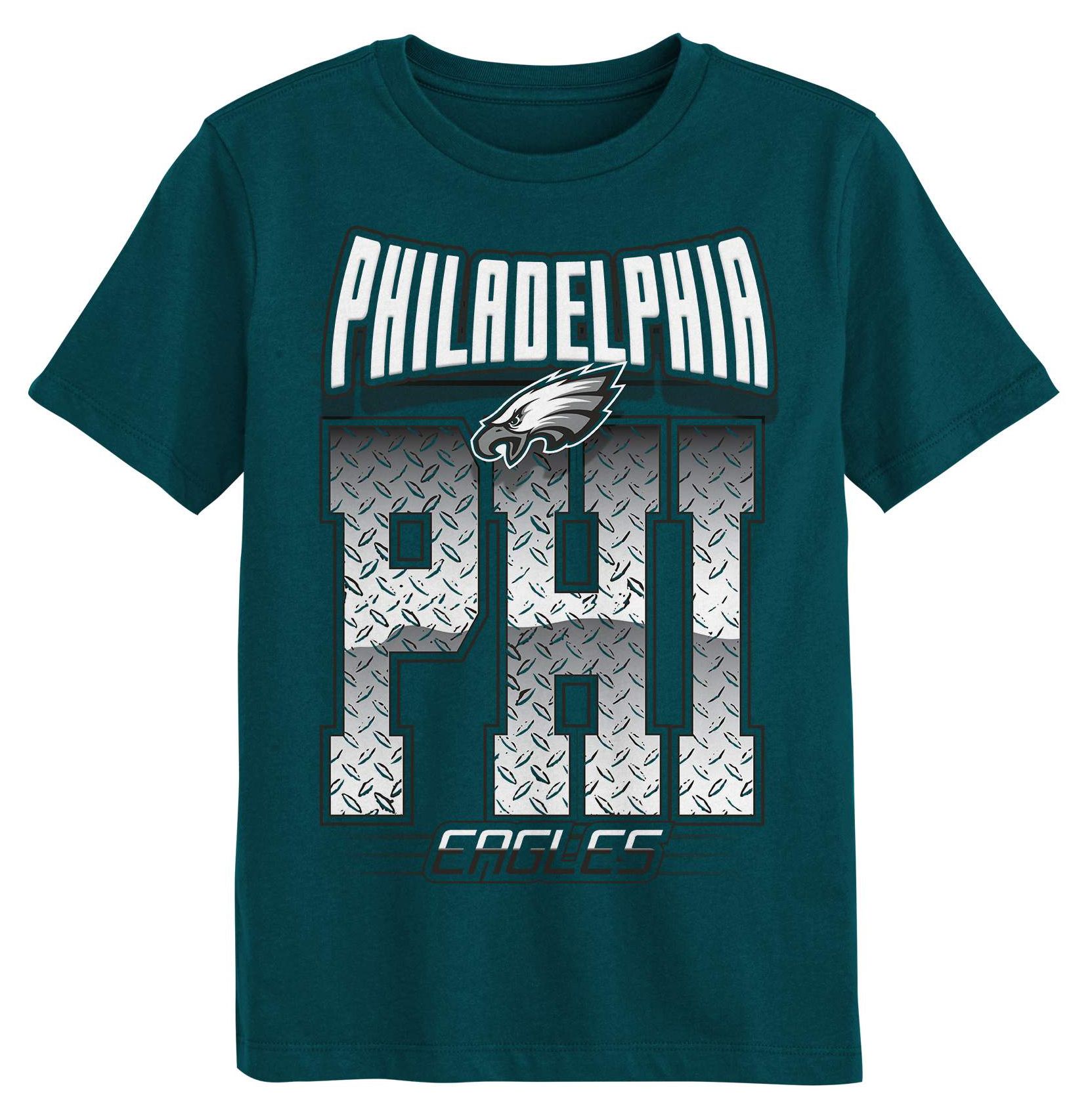NFL Team Apparel Boys' Philadelphia Eagles Teal Grid Iron T-Shirt