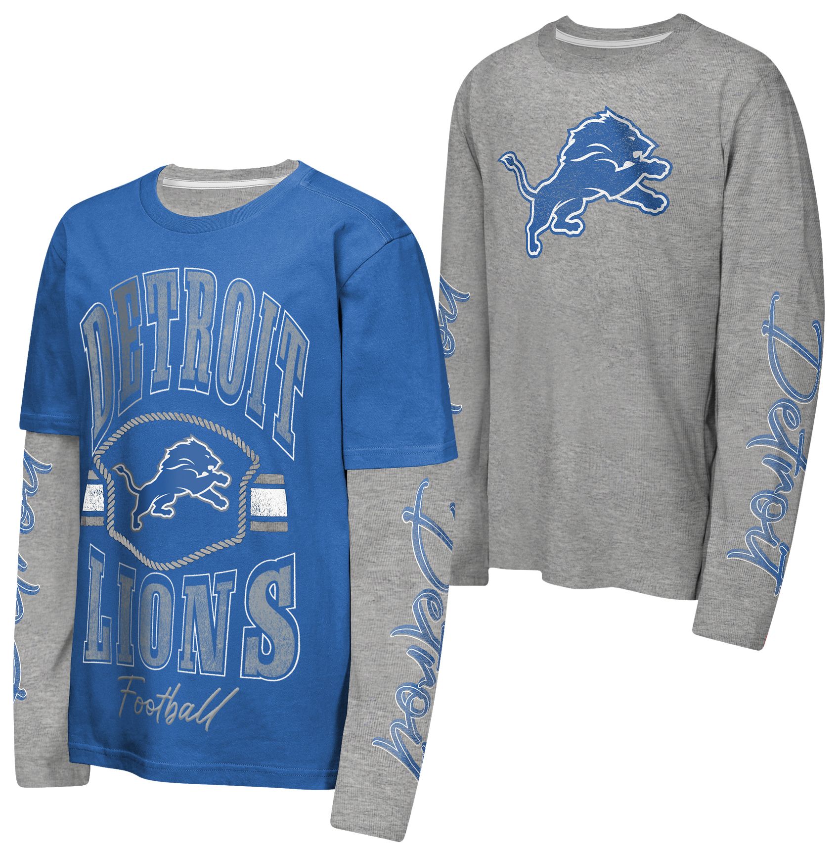 NFL Team Apparel Boys' Detroit Lions Blue 3 in 1 Shirt