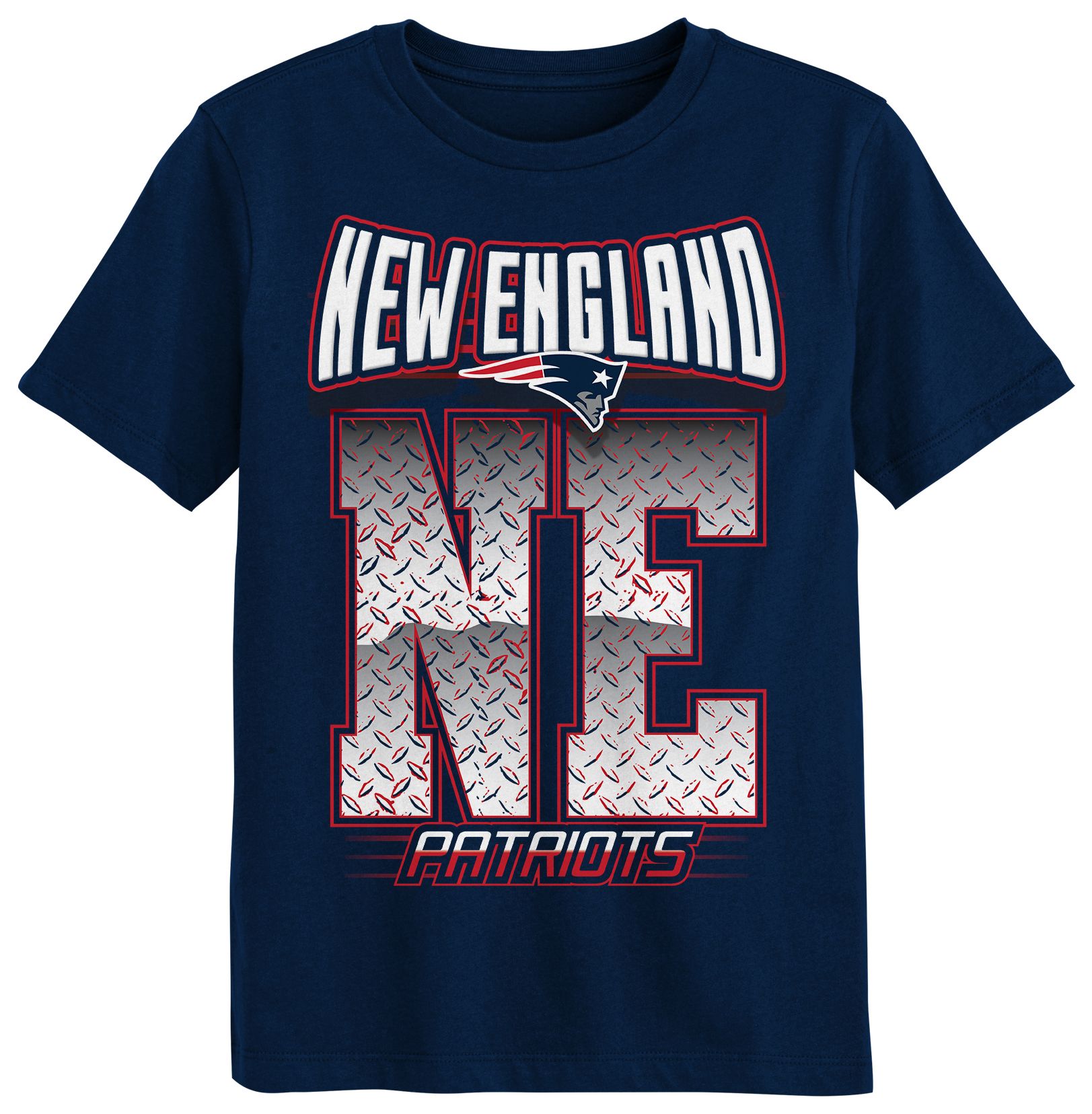 NFL Team Apparel Boys' New England Patriots Navy Grid Iron T-Shirt