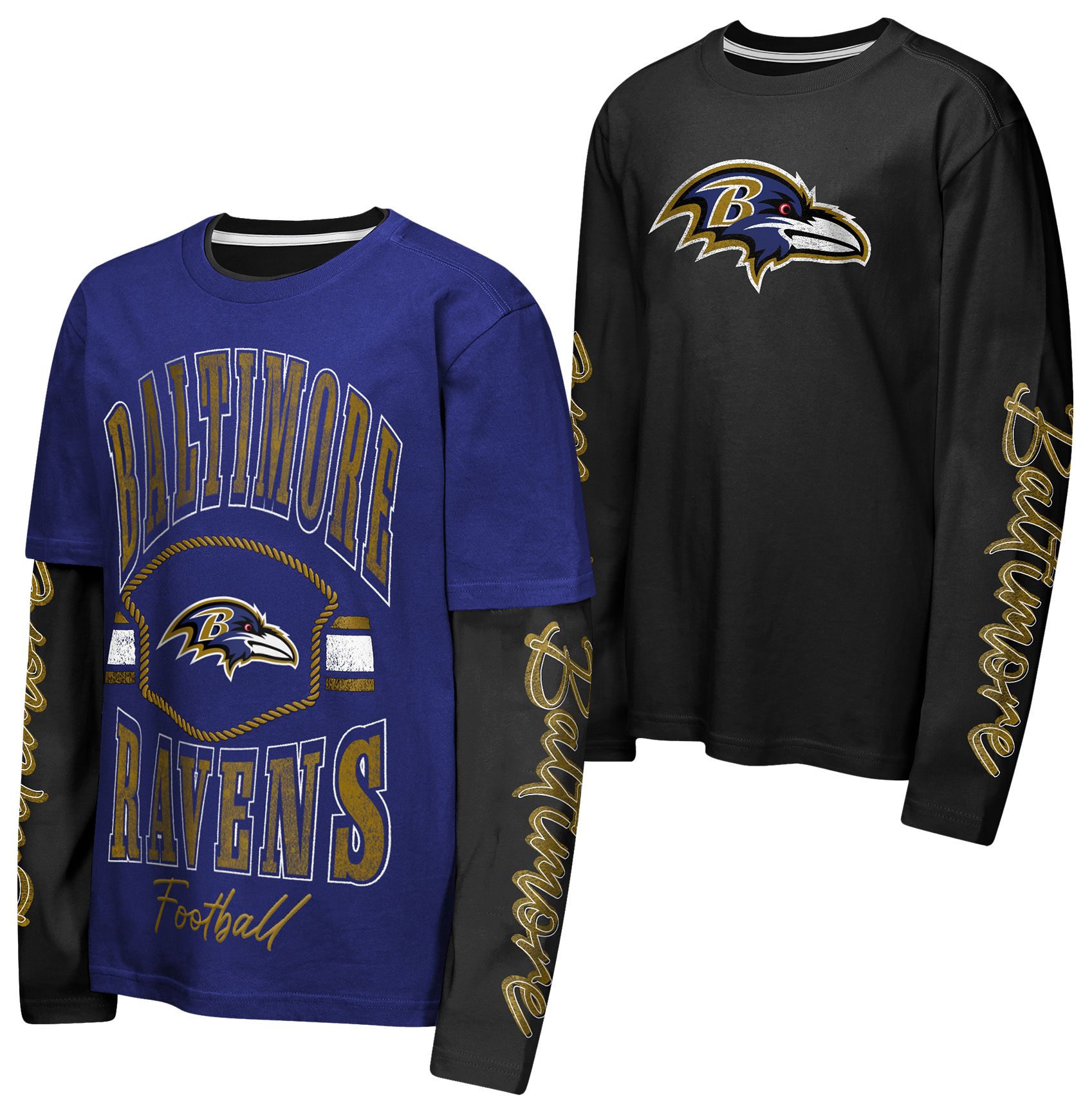 NFL Team Apparel Boys' Baltimore Ravens Purple 3 in 1 Shirt