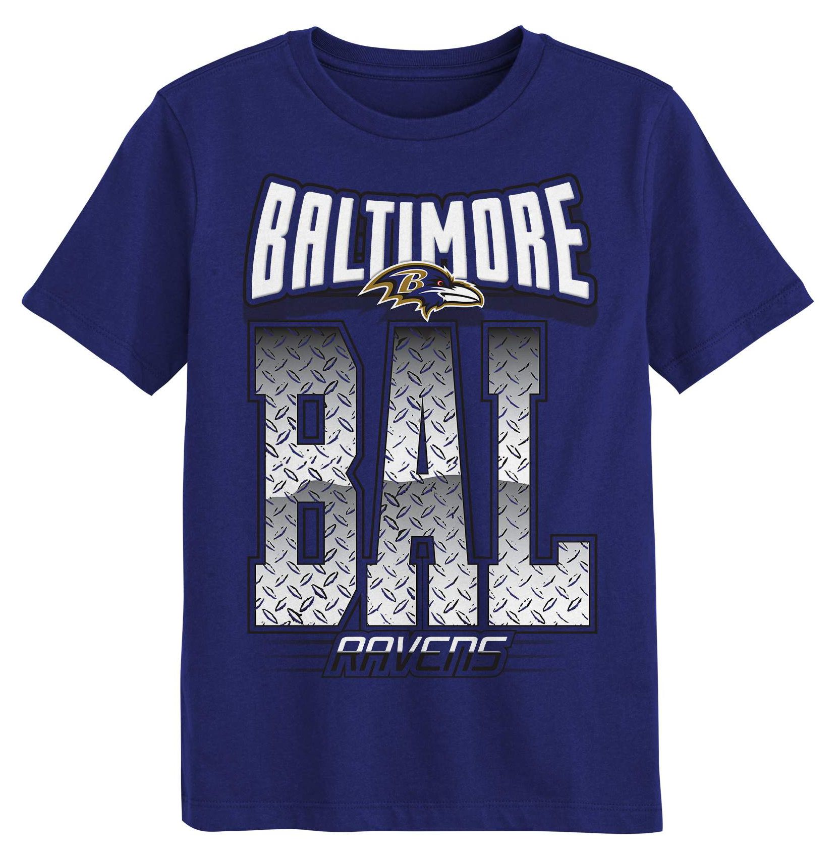 NFL Team Apparel Boys' Baltimore Ravens Purple Grid Iron T-Shirt