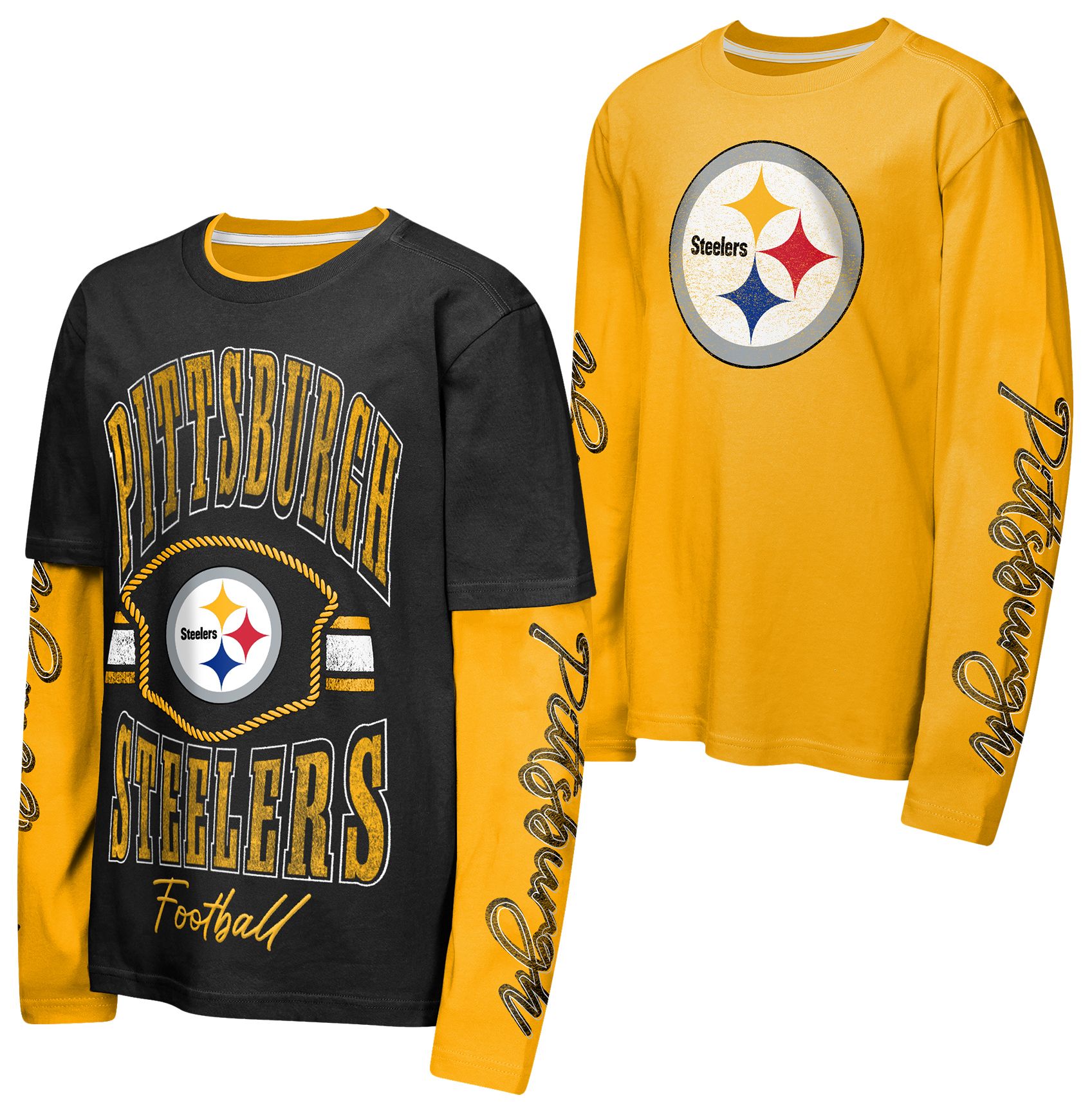 NFL Team Apparel Boys' Pittsburgh Steelers Black 3 in 1 Shirt