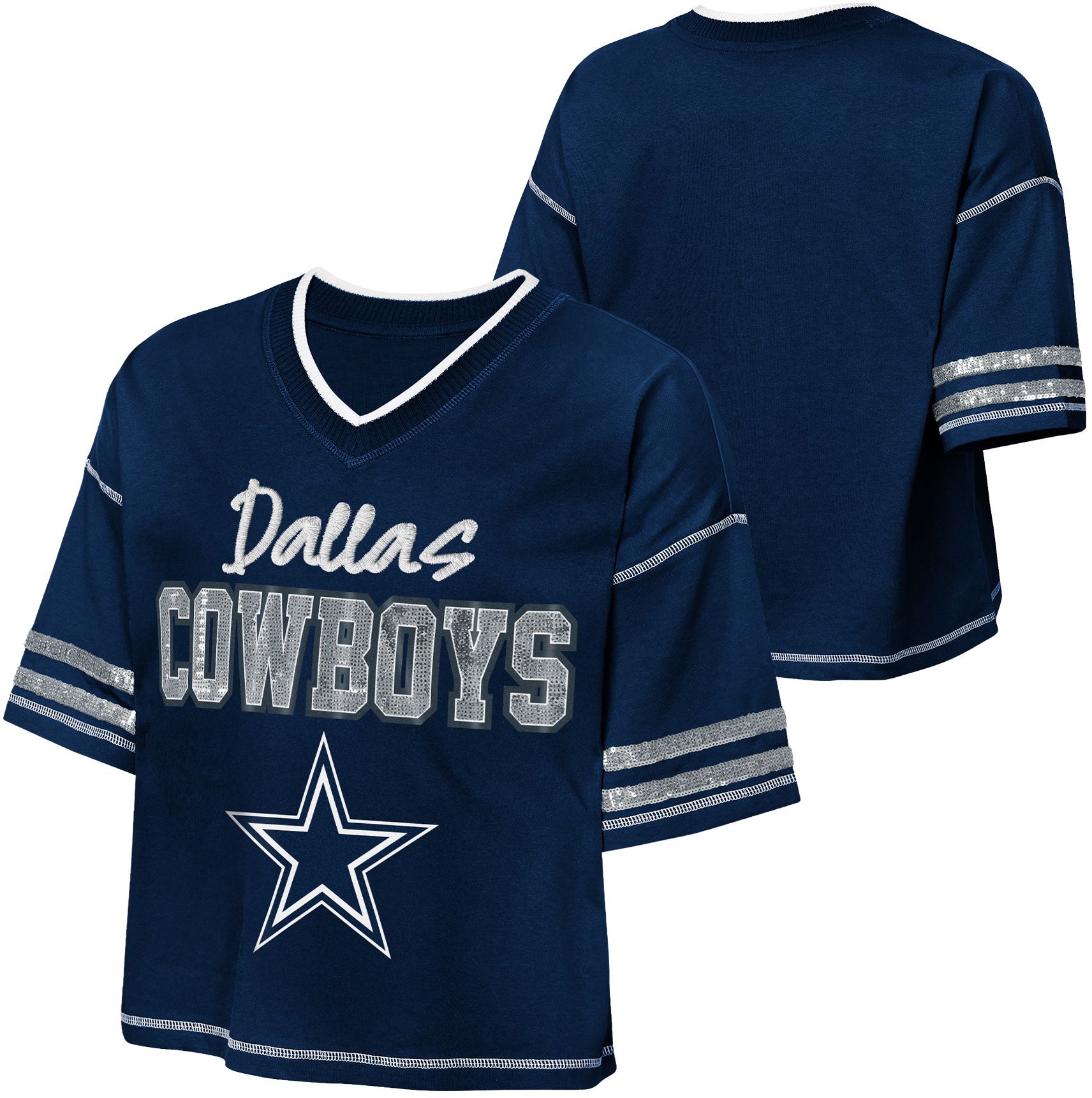 NFL Team Apparel Girls' Dallas Cowboys Navy Toe Tap T-Shirt