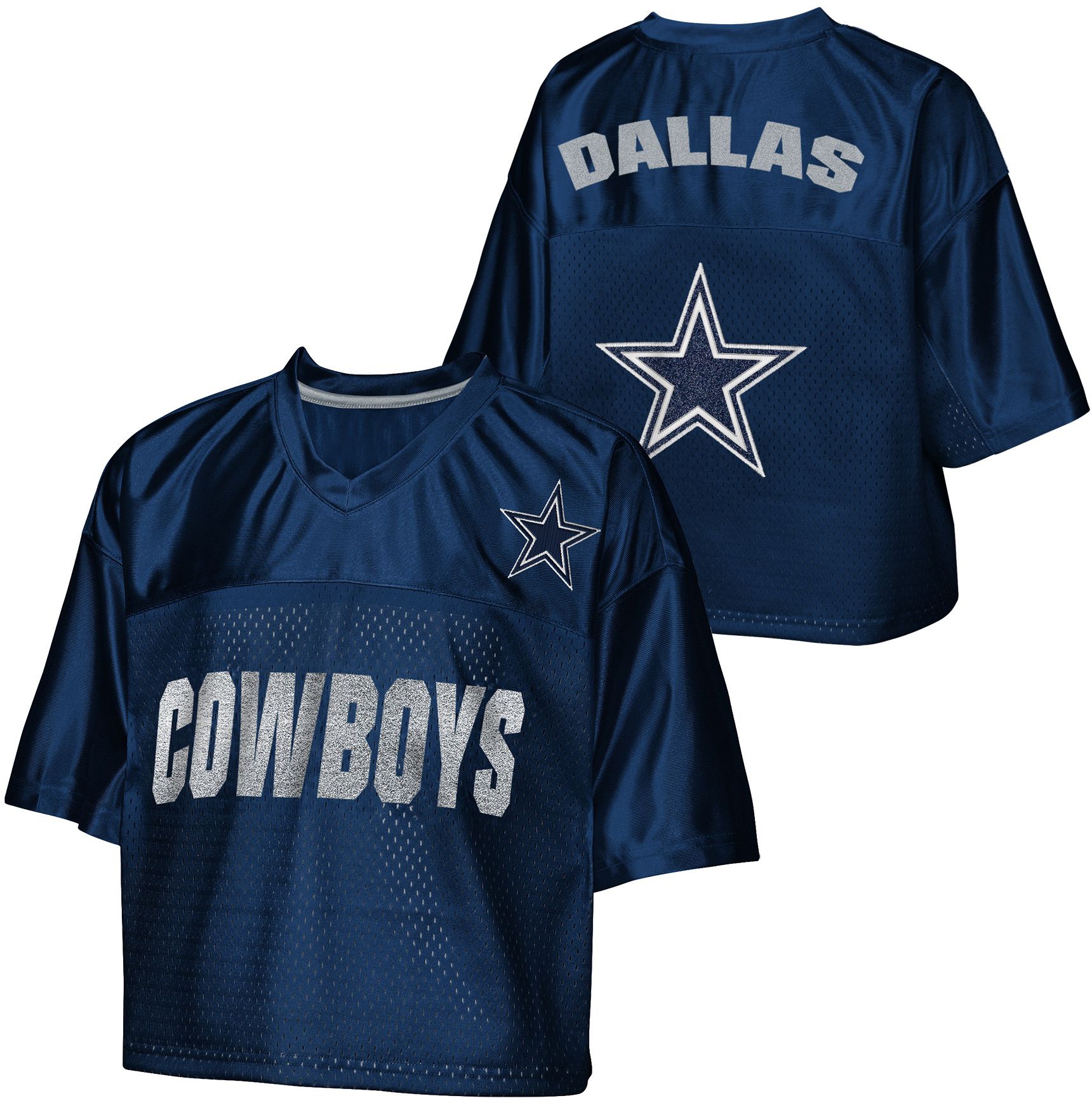 NFL Team Apparel Girls' Dallas Cowboys Navy Glitter Fashion Jersey