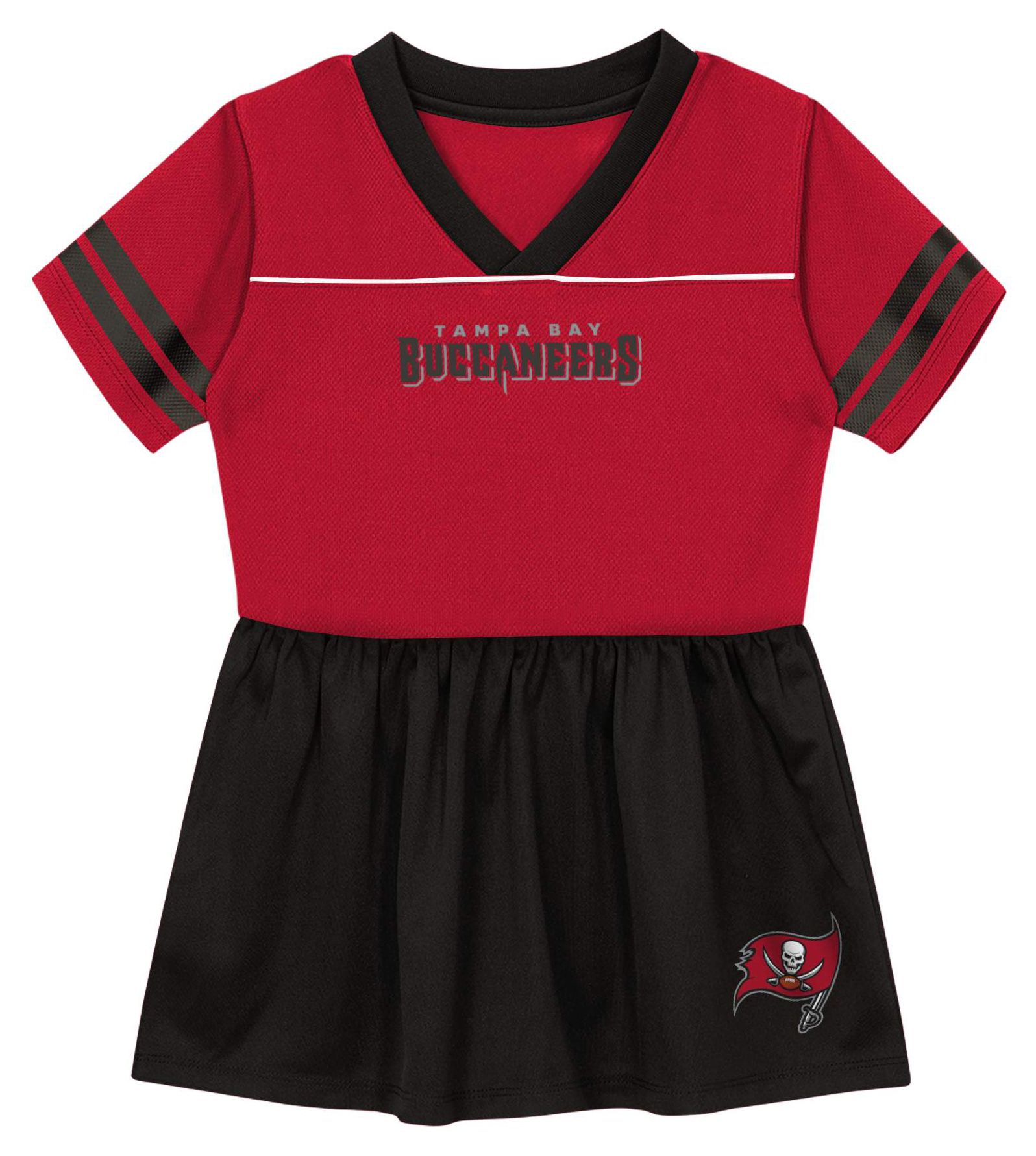NFL Team Apparel Girls' Tampa Bay Buccaneers Red Stadium Lights Dress