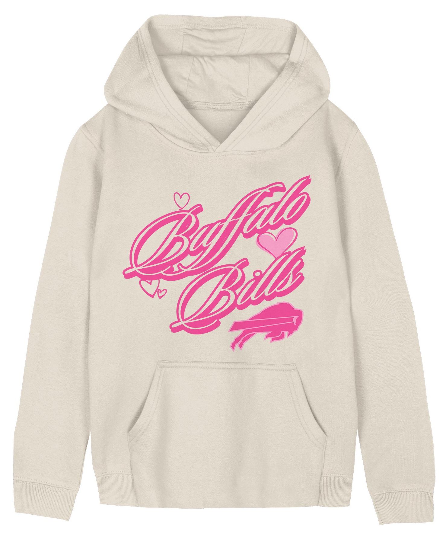 NFL Team Apparel Girls' Buffalo Bills Natural Team Love Hoodie