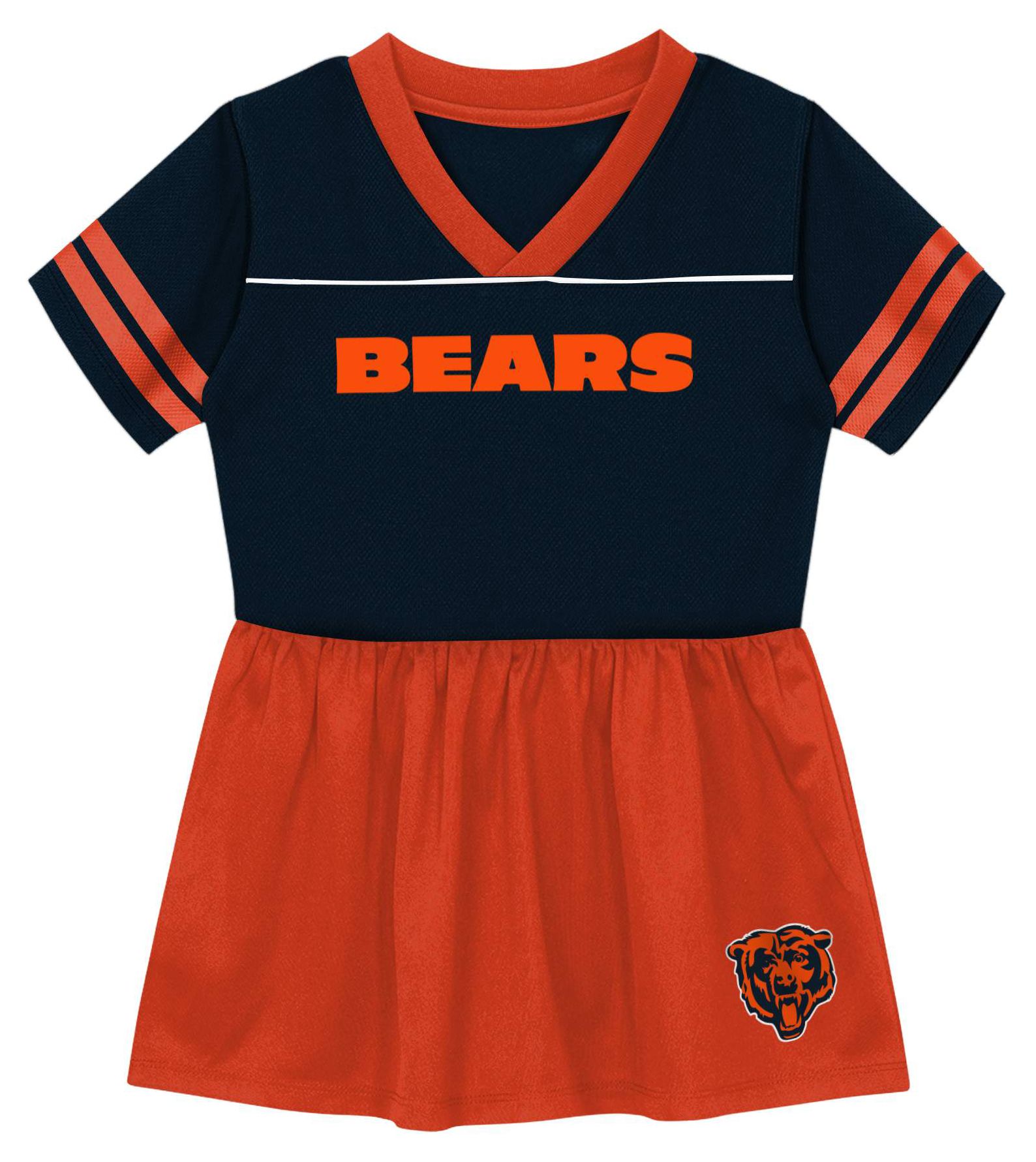 NFL Team Apparel Girls' Chicago Bears Navy Stadium Lights Dress