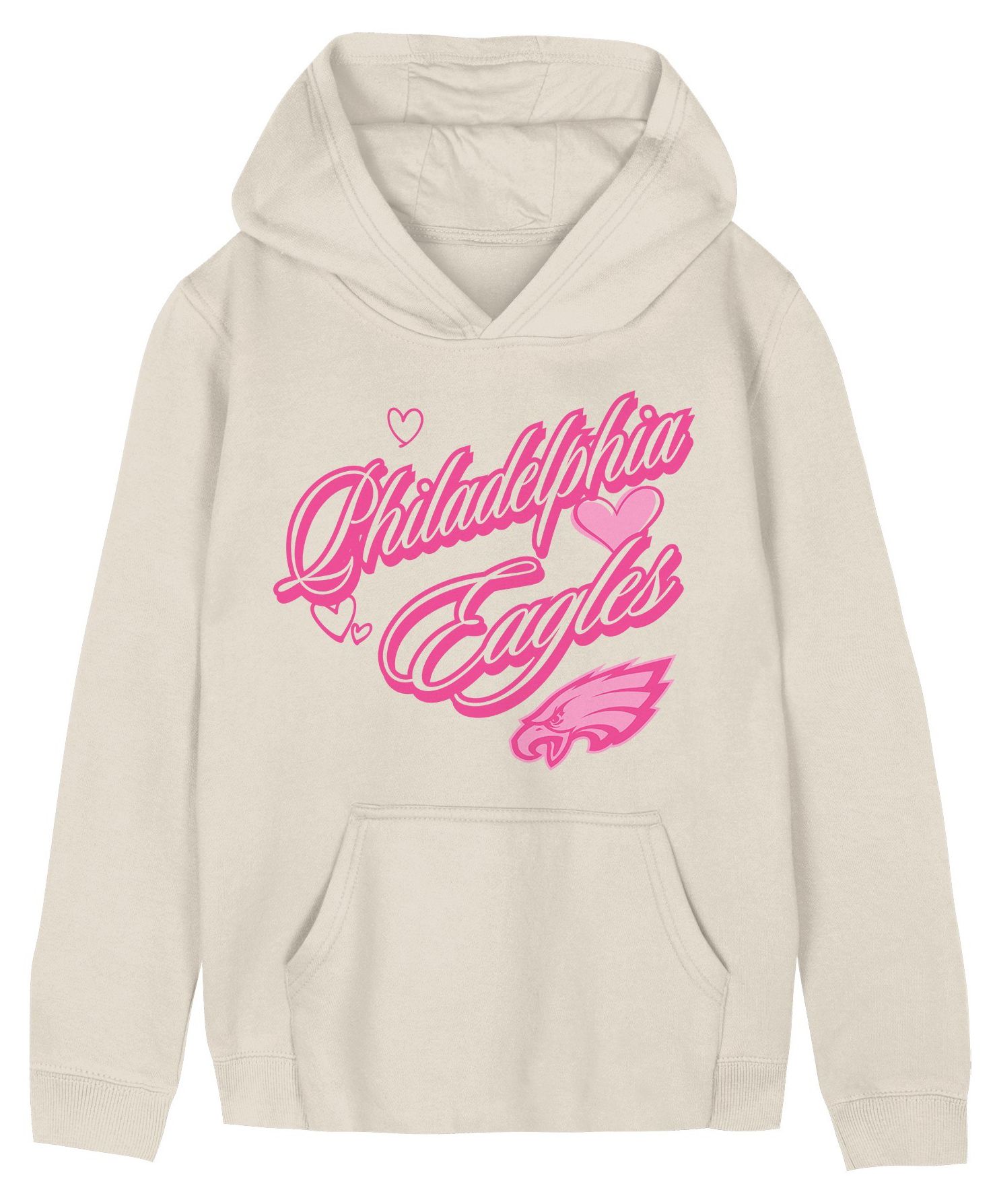 NFL Team Apparel Girls' Philadelphia Eagles Natural Team Love Hoodie
