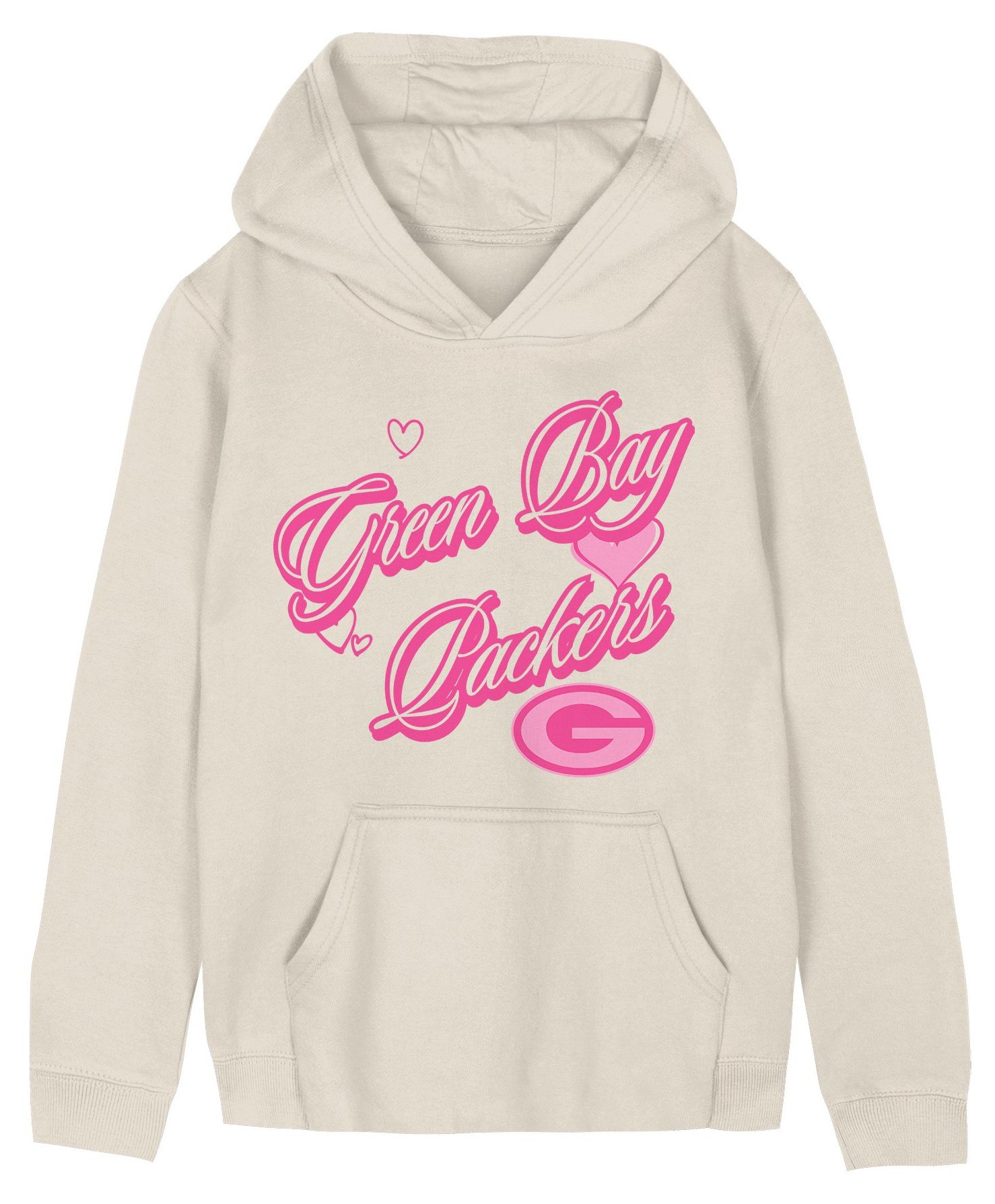 NFL Team Apparel Girls' Green Bay Packers Natural Team Love Hoodie