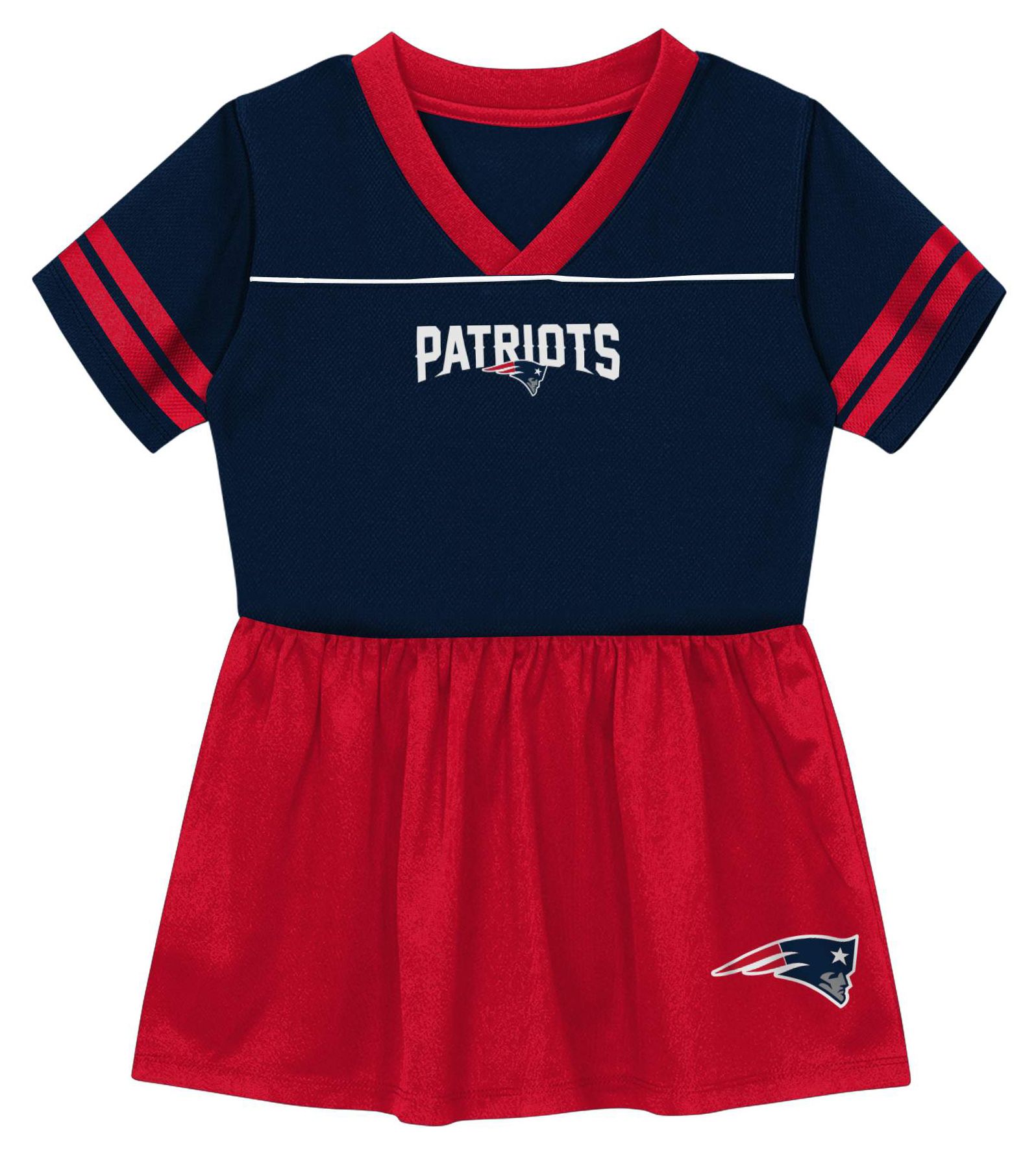 NFL Team Apparel Girls' New England Patriots Navy Stadium Lights Dress