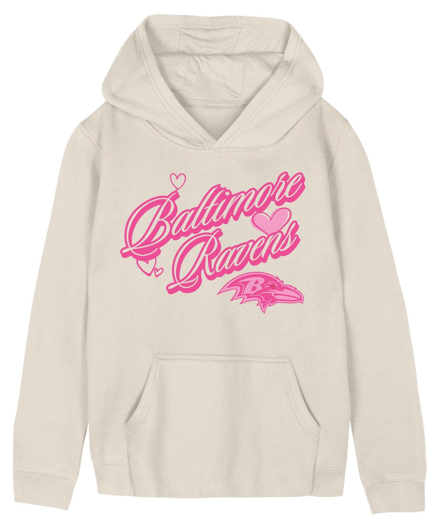 NFL Team Apparel Girls' Baltimore Ravens Natural Team Love Hoodie