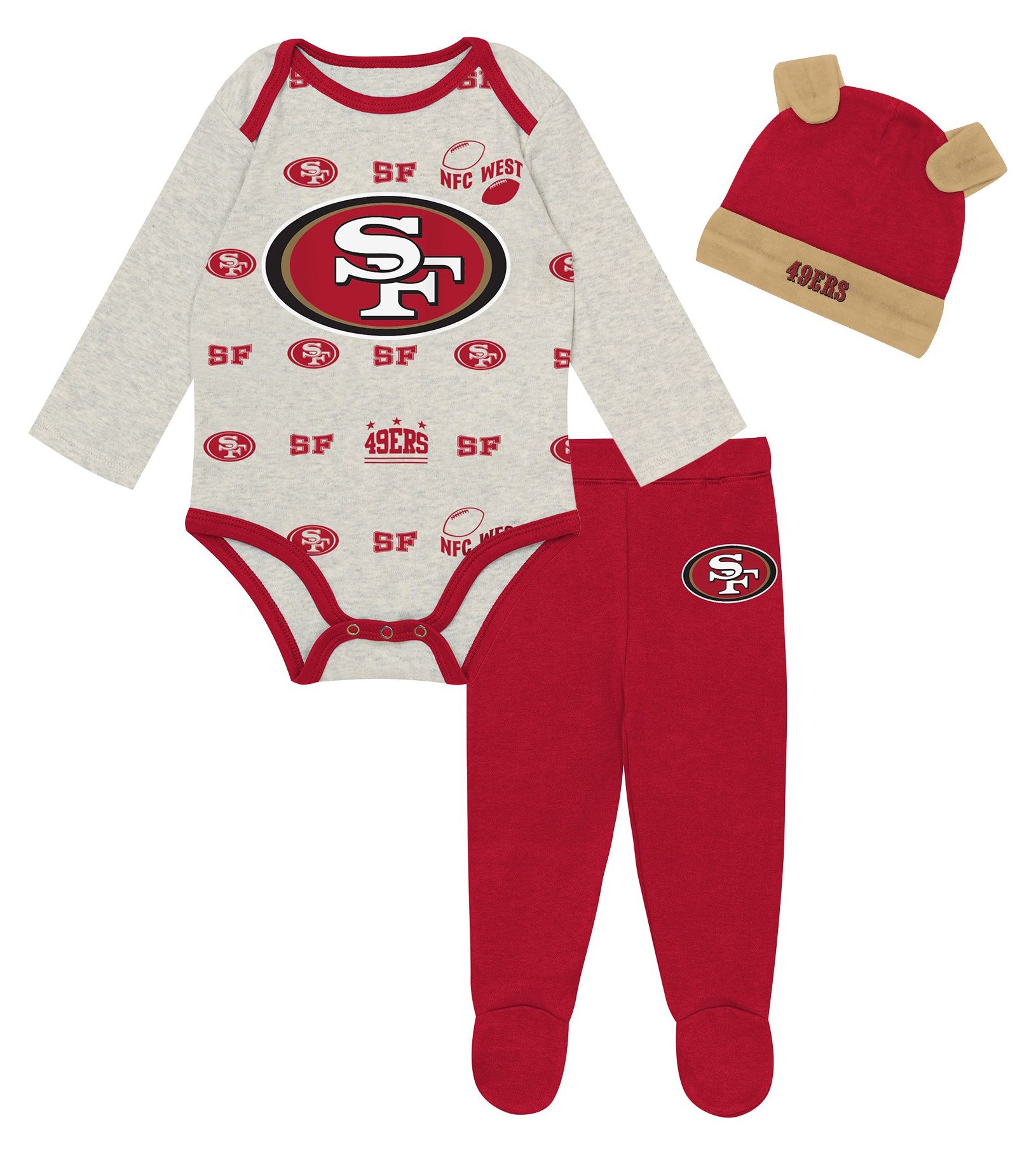 NFL Team Apparel Newborn San Francisco 49ers Huddle 3-Piece Set