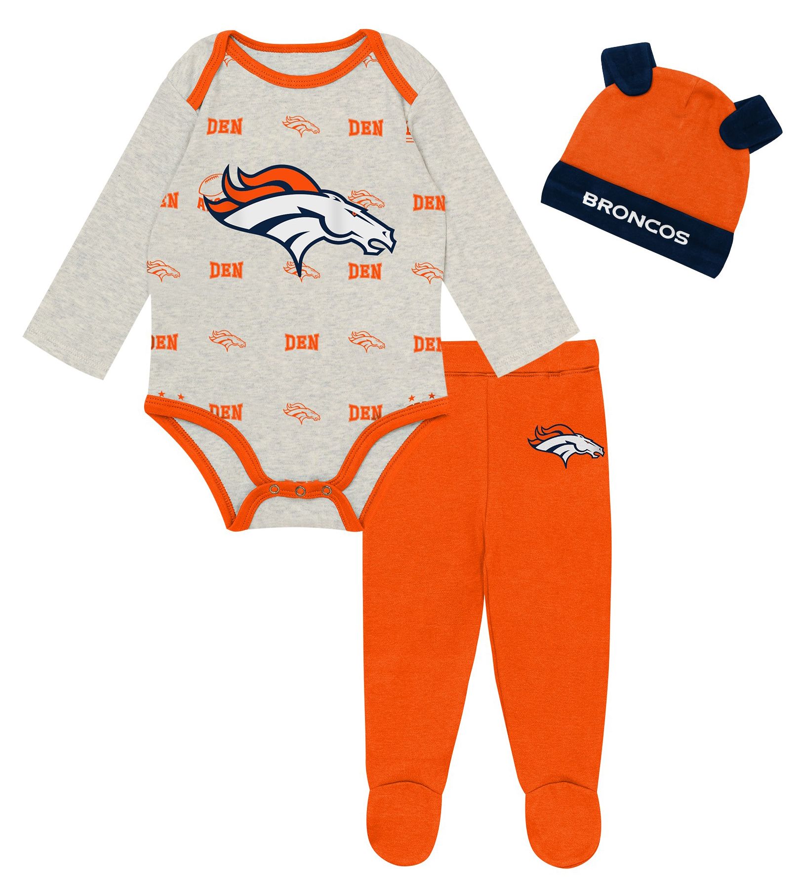 NFL Team Apparel Newborn Denver Broncos Huddle 3-Piece Set