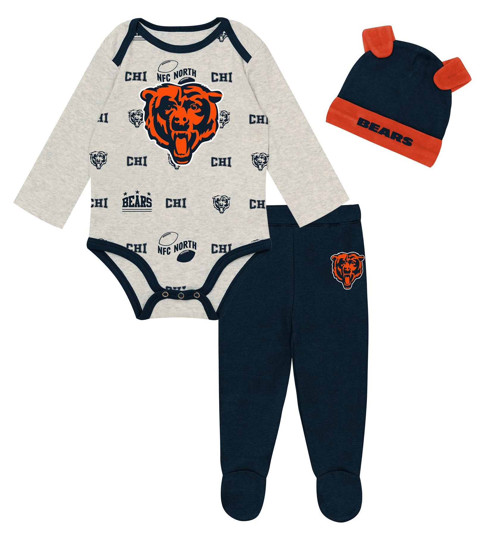 NFL Team Apparel Newborn Chicago Bears Huddle 3-Piece Set