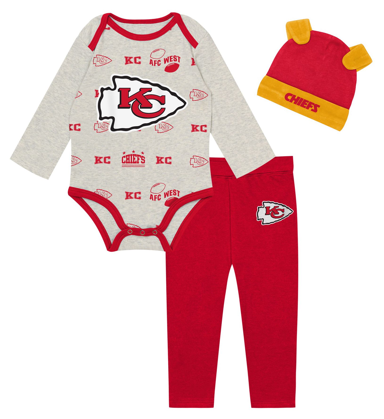 NFL Team Apparel Infant Kansas City Chiefs Huddle 3-Piece Set