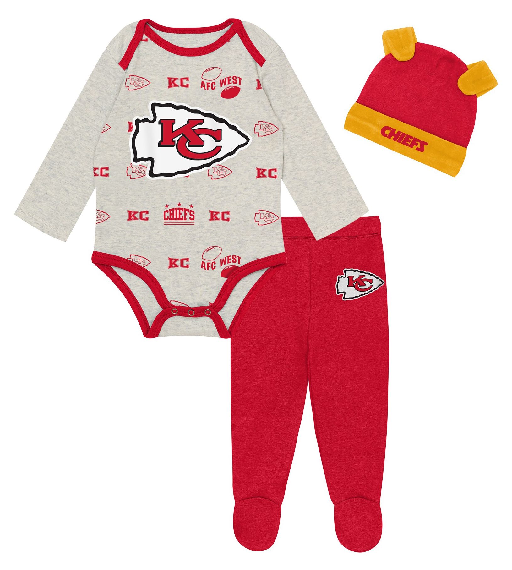 NFL Team Apparel Newborn Kansas City Chiefs Huddle 3-Piece Set