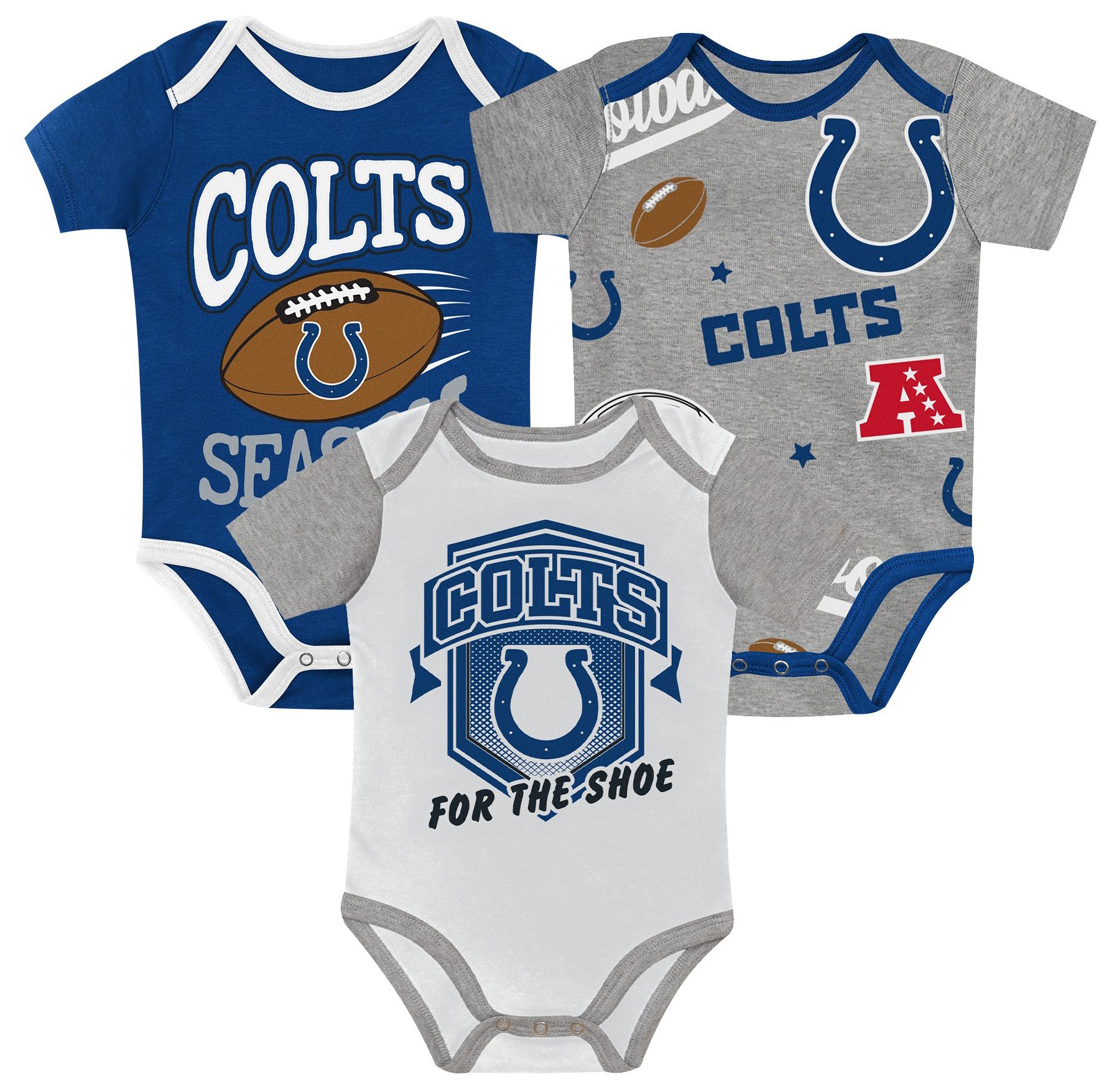 NFL Team Apparel Newborn Indianapolis Colts 1st Round Pick 3-Pack Creeper Set
