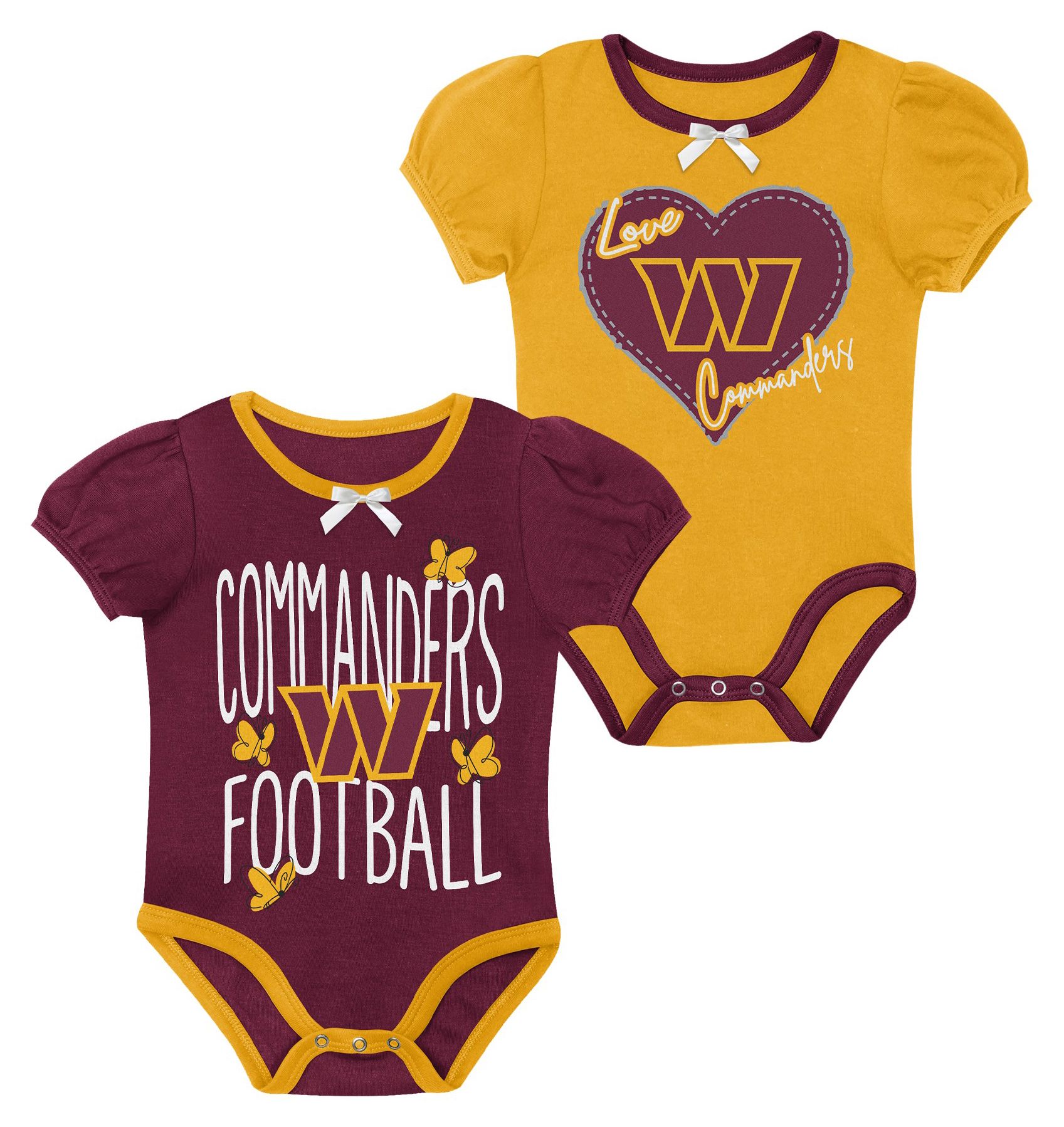NFL Team Apparel Newborn Washington Commanders Star Power Ruffle 2-Piece Creeper