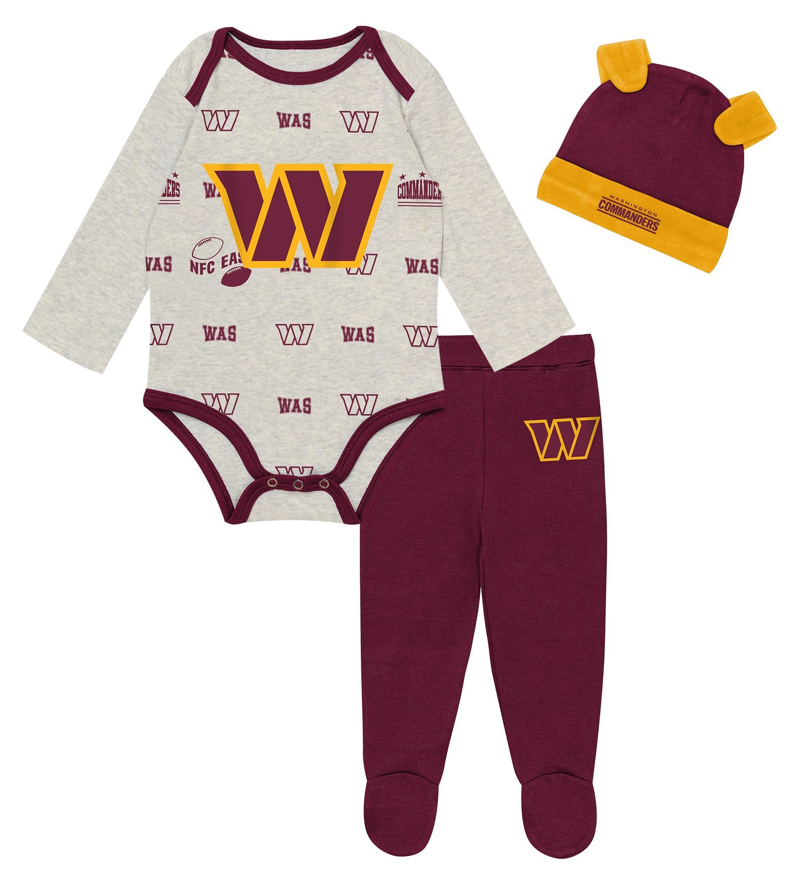 NFL Team Apparel Newborn Washington Commanders Huddle 3-Piece Set