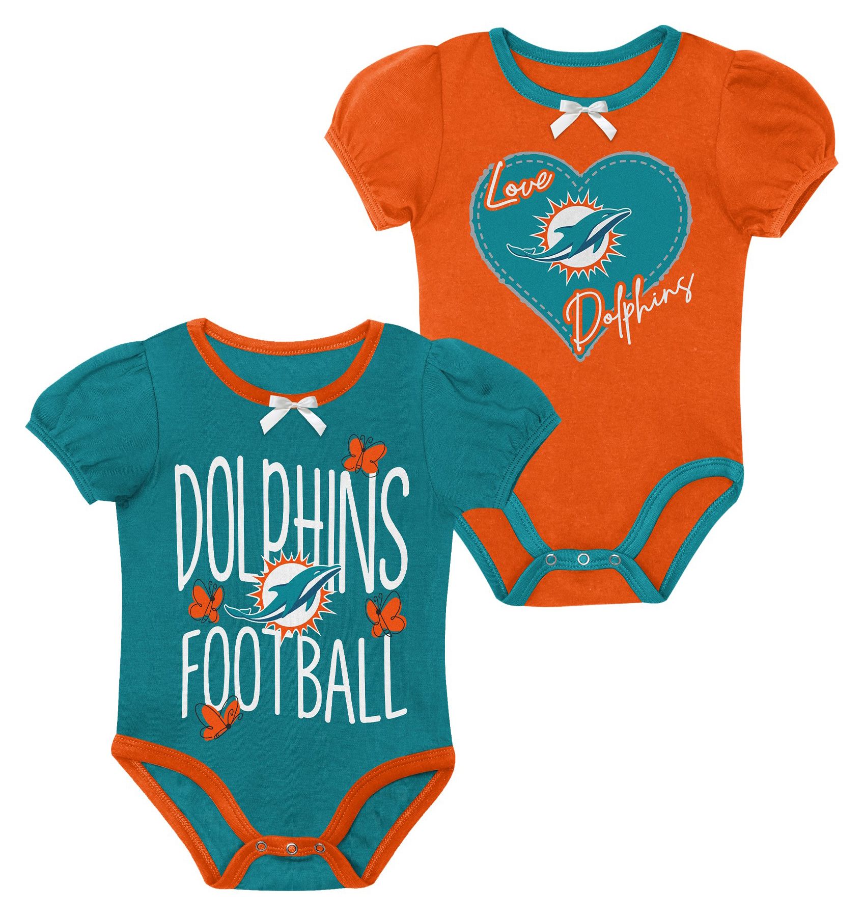 NFL Team Apparel Newborn Miami Dolphins Star Power Ruffle 2-Piece Creeper