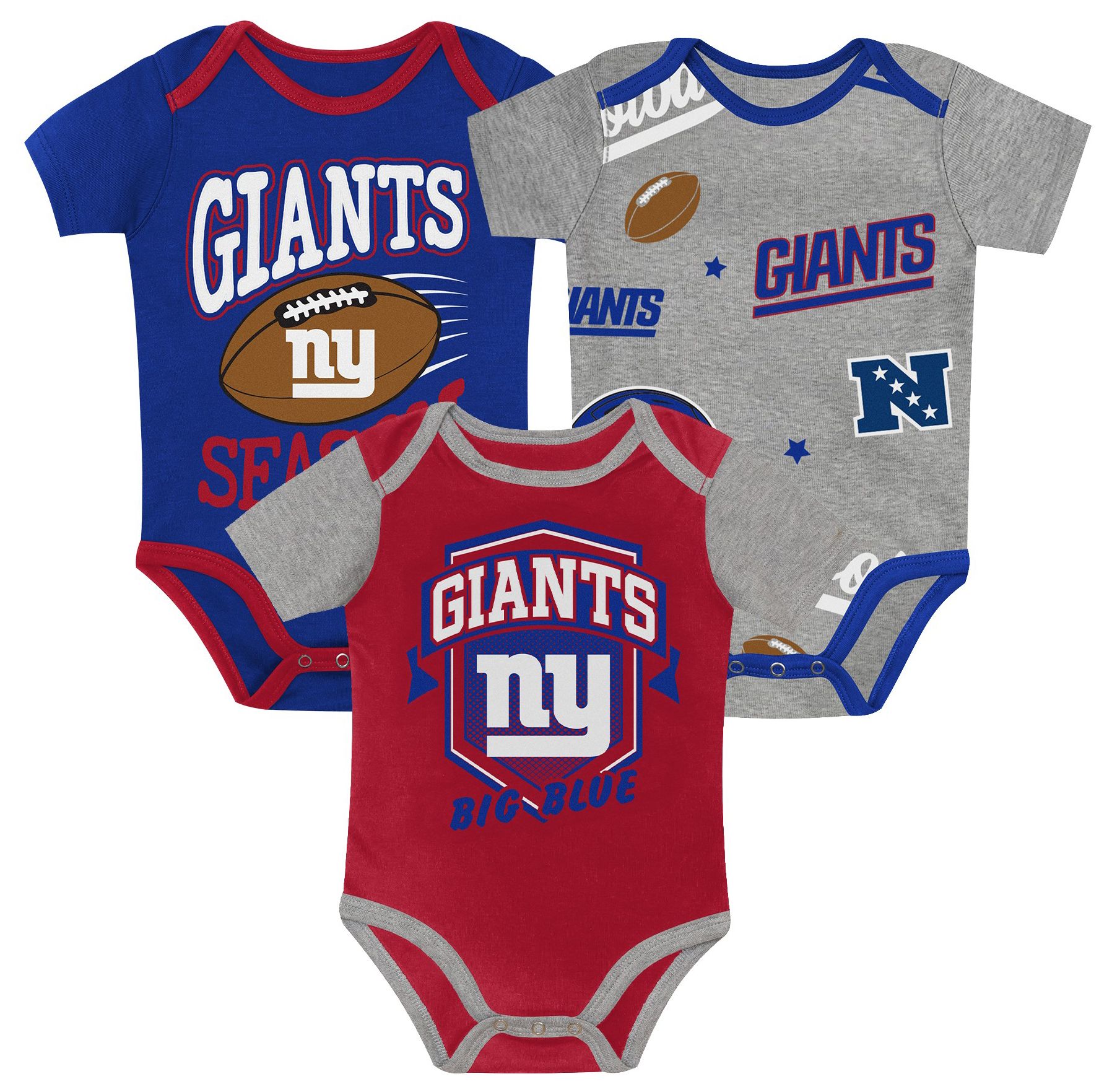 NFL Team Apparel Newborn New York Giants 1st Round Pick 3-Pack Creeper Set