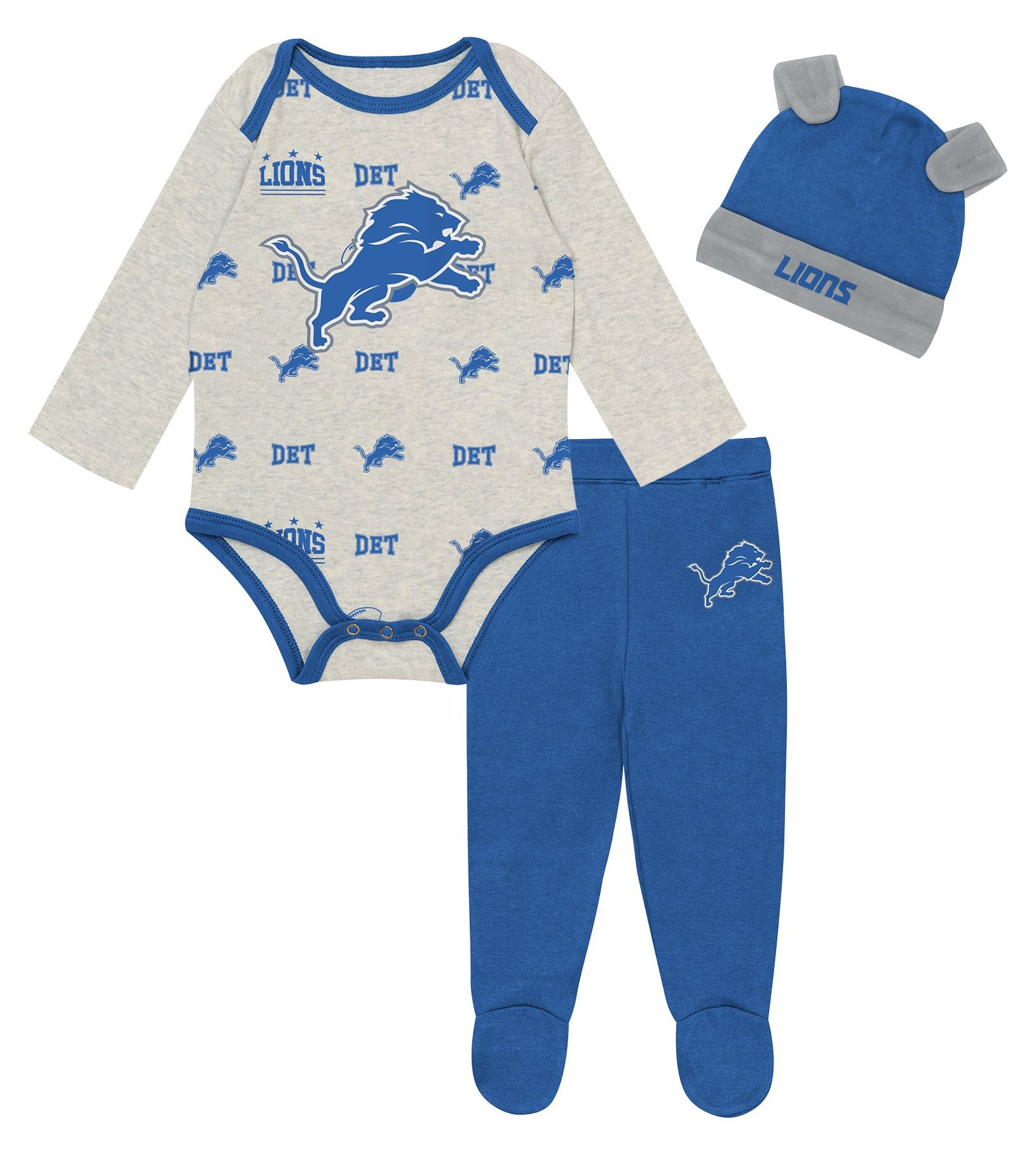 NFL Team Apparel Newborn Detroit Lions Huddle 3-Piece Set