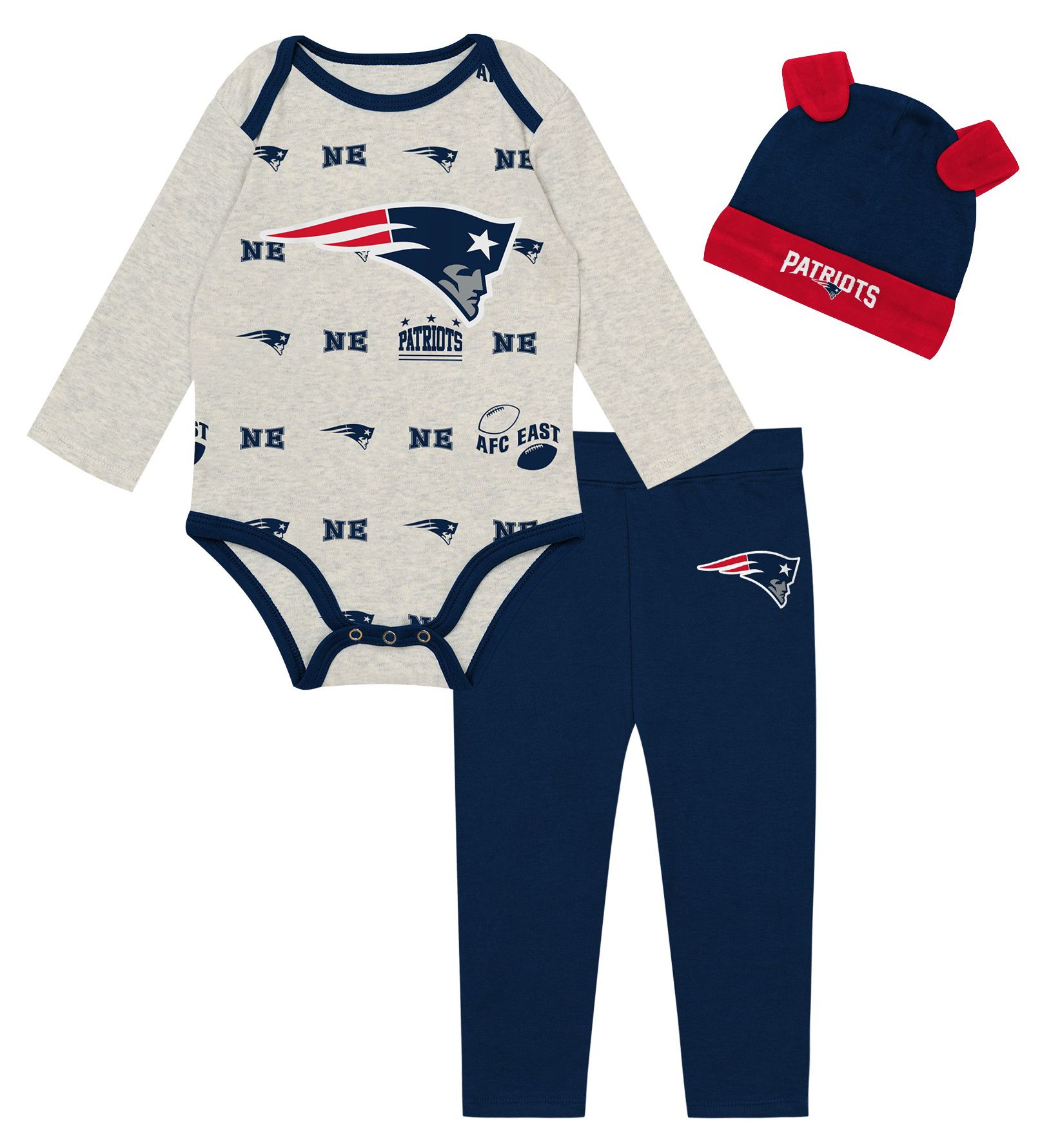 NFL Team Apparel Infant New England Patriots Huddle 3-Piece Set