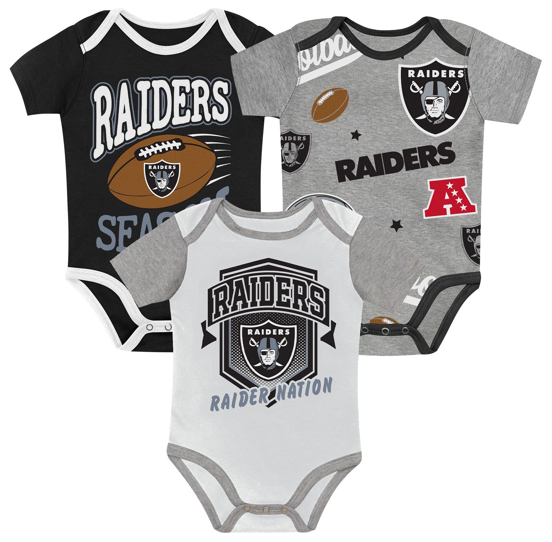 NFL Team Apparel Newborn Las Vegas Raiders 1st Round Pick 3-Pack Creeper Set