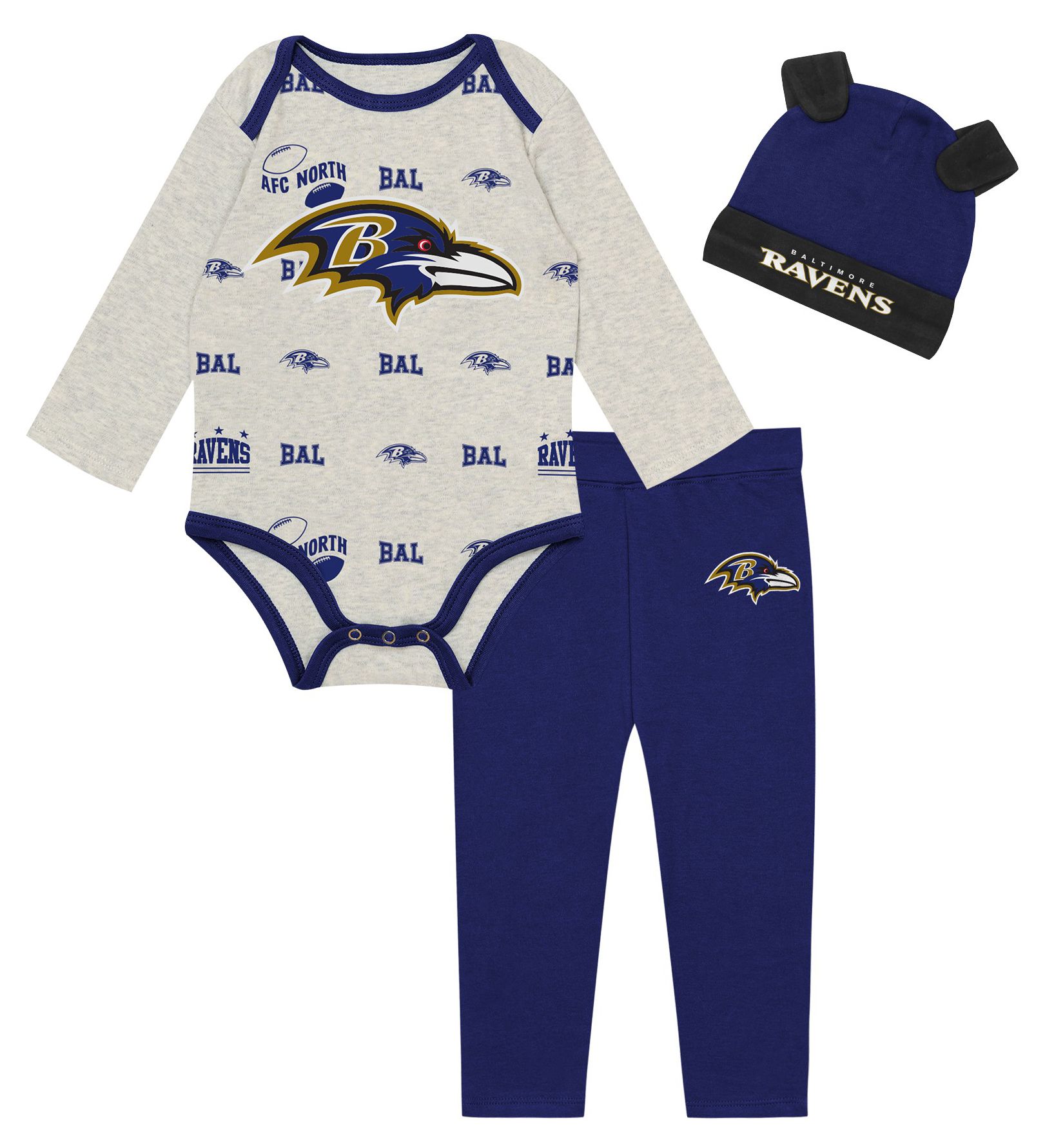 NFL Team Apparel Infant Baltimore Ravens Huddle 3-Piece Set