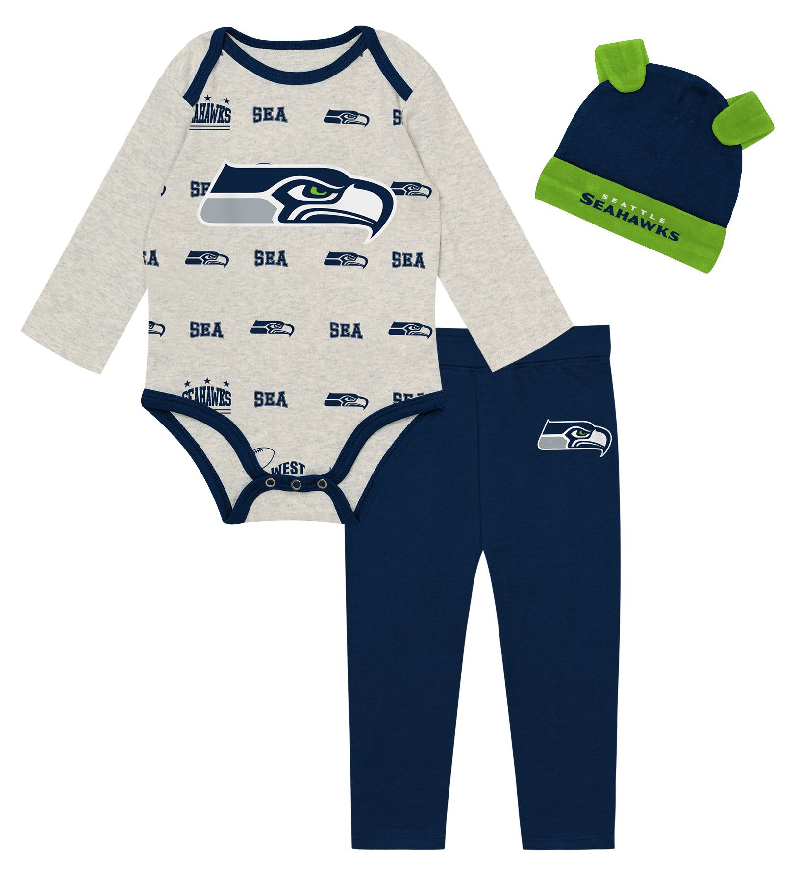 NFL Team Apparel Infant Seattle Seahawks Huddle 3-Piece Set