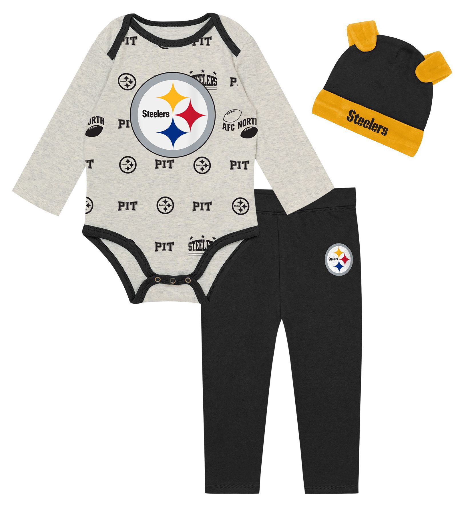 NFL Team Apparel Infant Pittsburgh Steelers Huddle 3-Piece Set