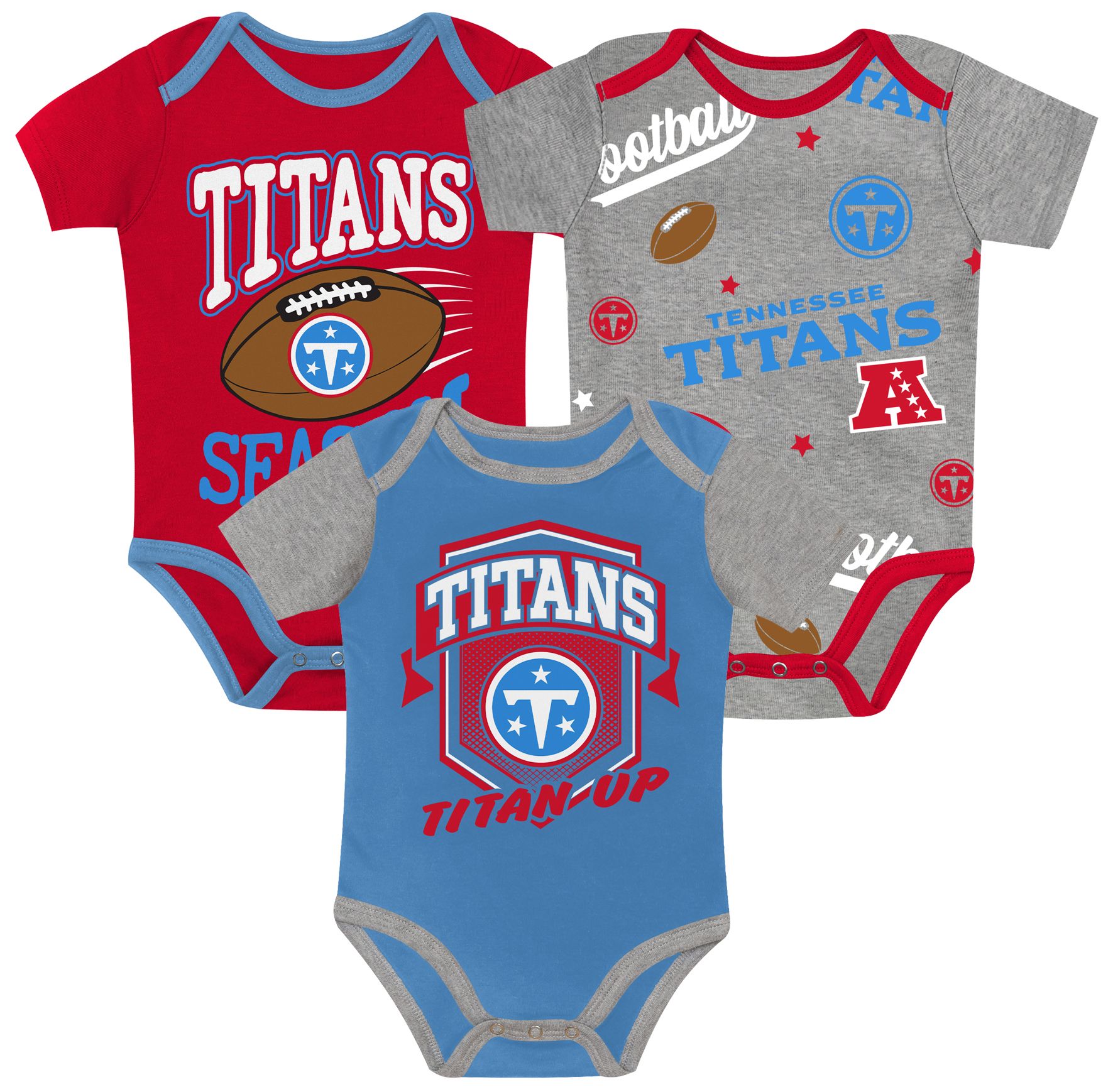 NFL Team Apparel Newborn Tennessee Titans 1st Round Pick 3-Pack Creeper Set