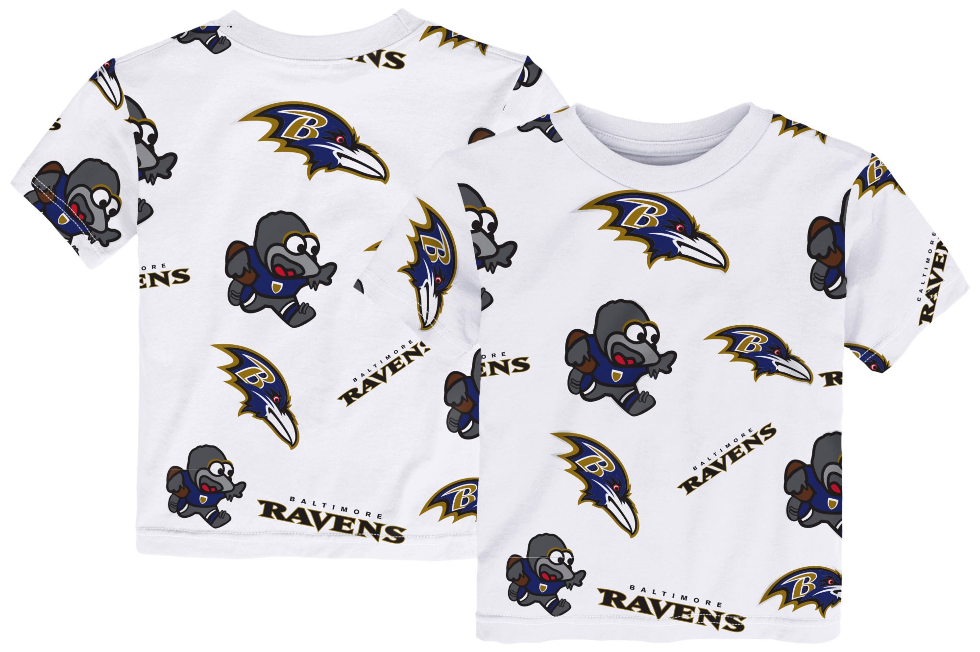 NFL Team Apparel Toddler Baltimore Ravens White Mascot T-Shirt