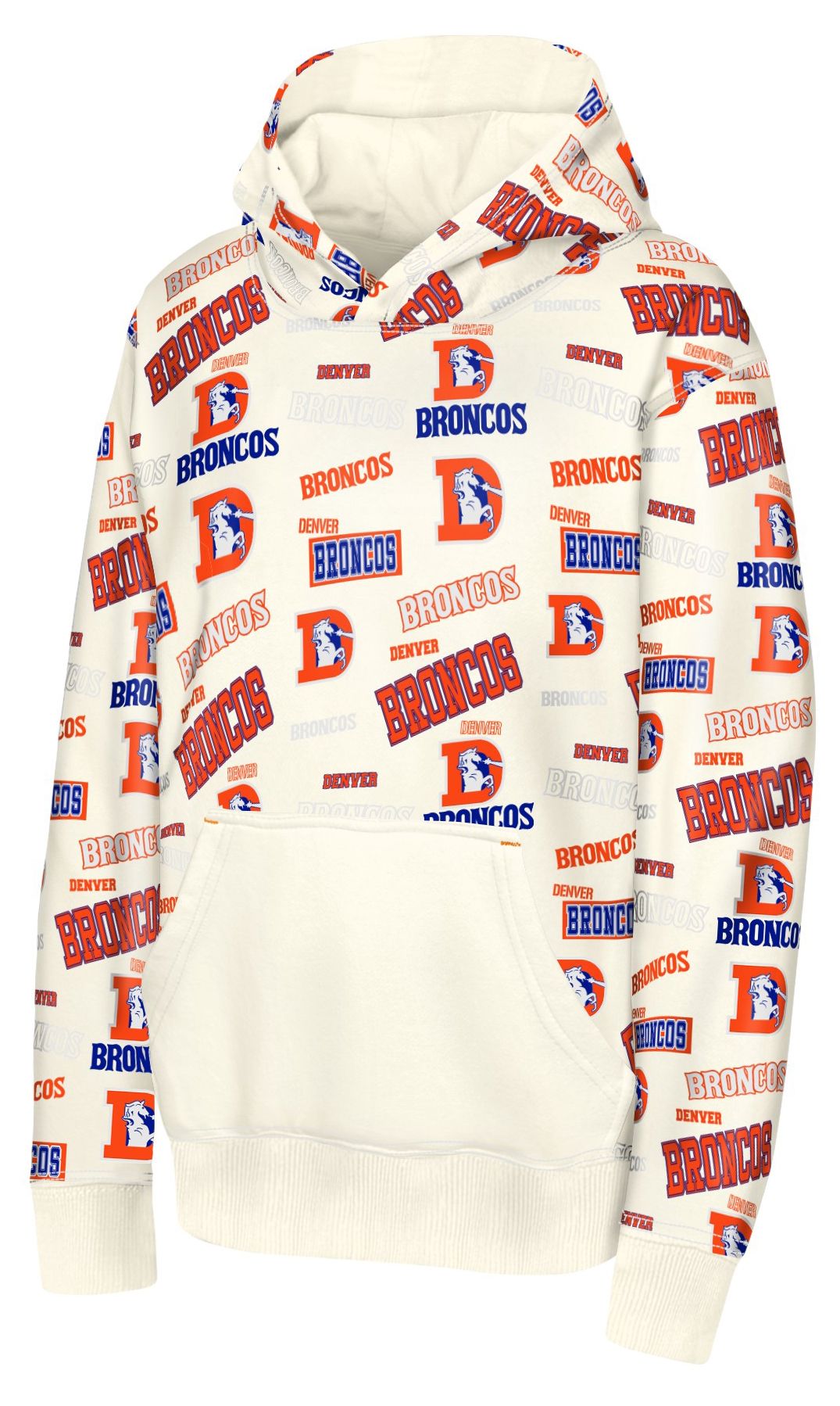 NFL Team Apparel Youth Denver Broncos Shake and Bake Retro Hoodie