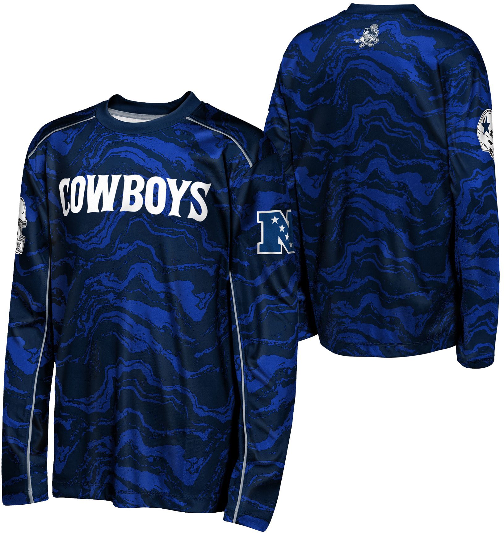 NFL Team Apparel Youth Dallas Cowboys Navy Tailgate Long Sleeve Shirt