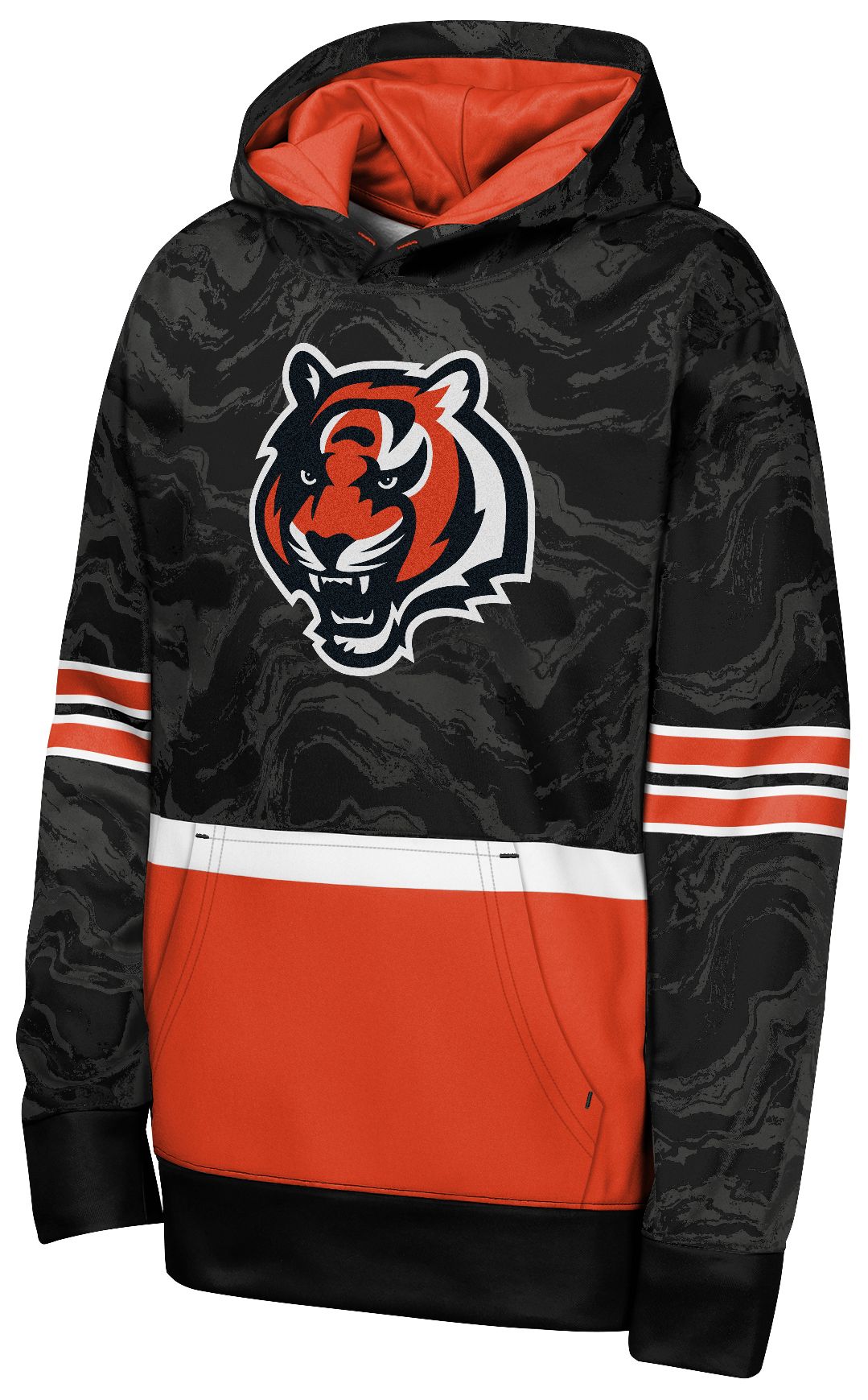 NFL Team Apparel Youth Cincinnati Bengals Black Deep Ball Hoodie