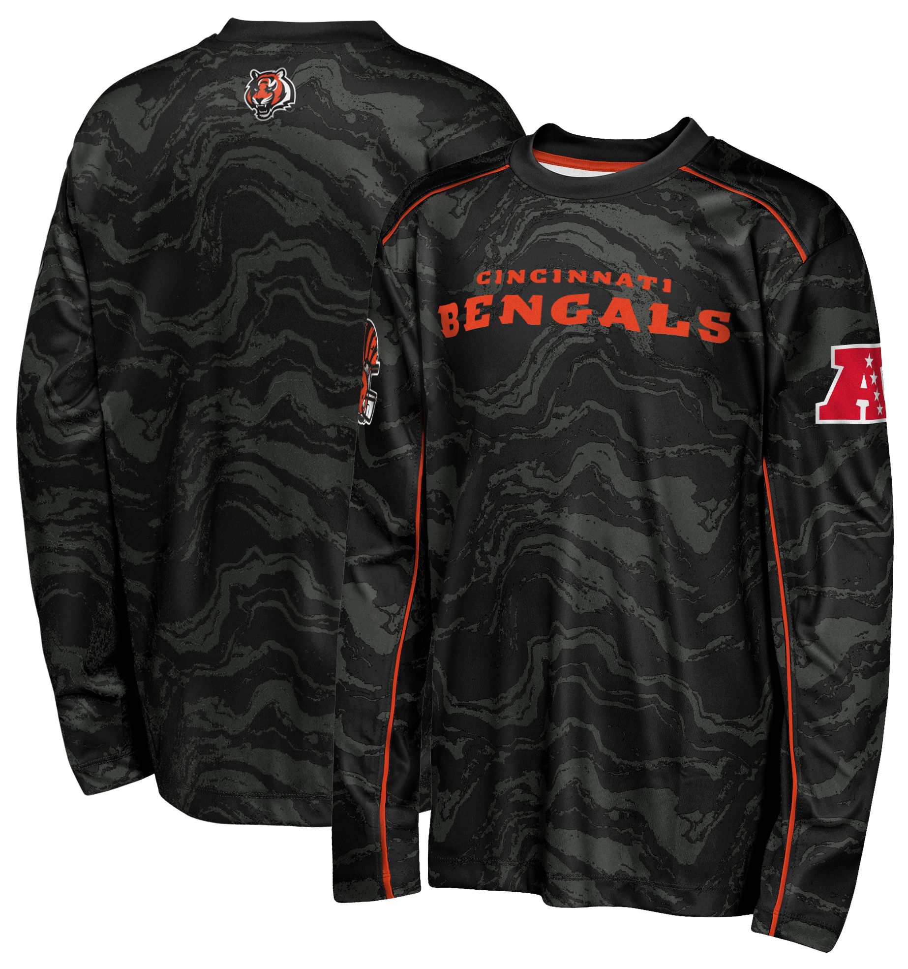 NFL Team Apparel Youth Cincinnati Bengals Black Tailgate Long Sleeve Shirt