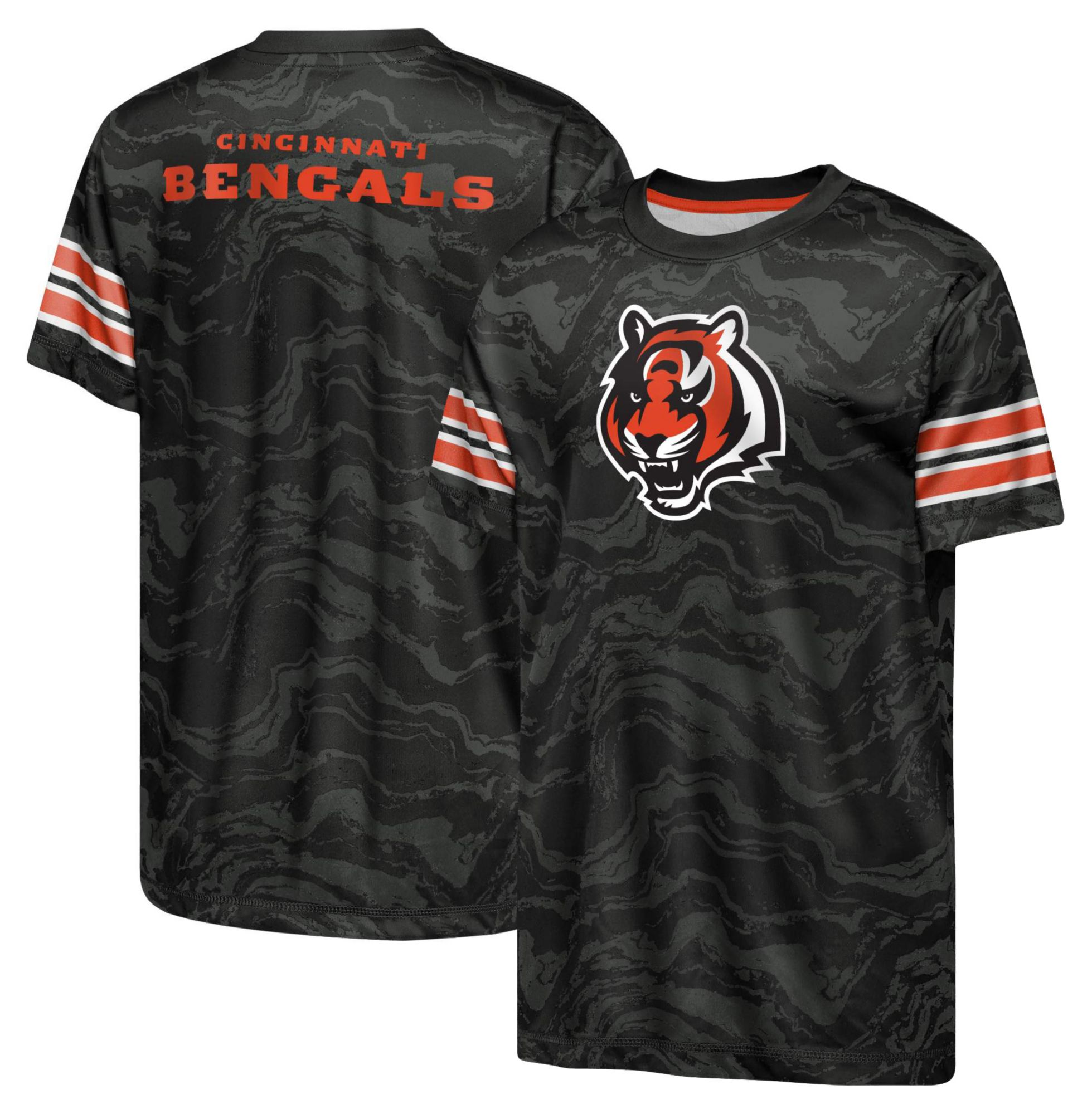 NFL Team Apparel Youth Cincinnati Bengals Black Slant Route T-Shirt