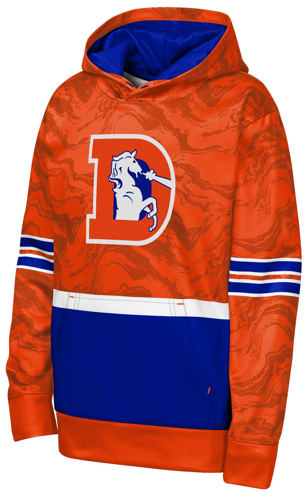 NFL Team Apparel Youth Denver Broncos Orange Retro Deep Ball Hoodie