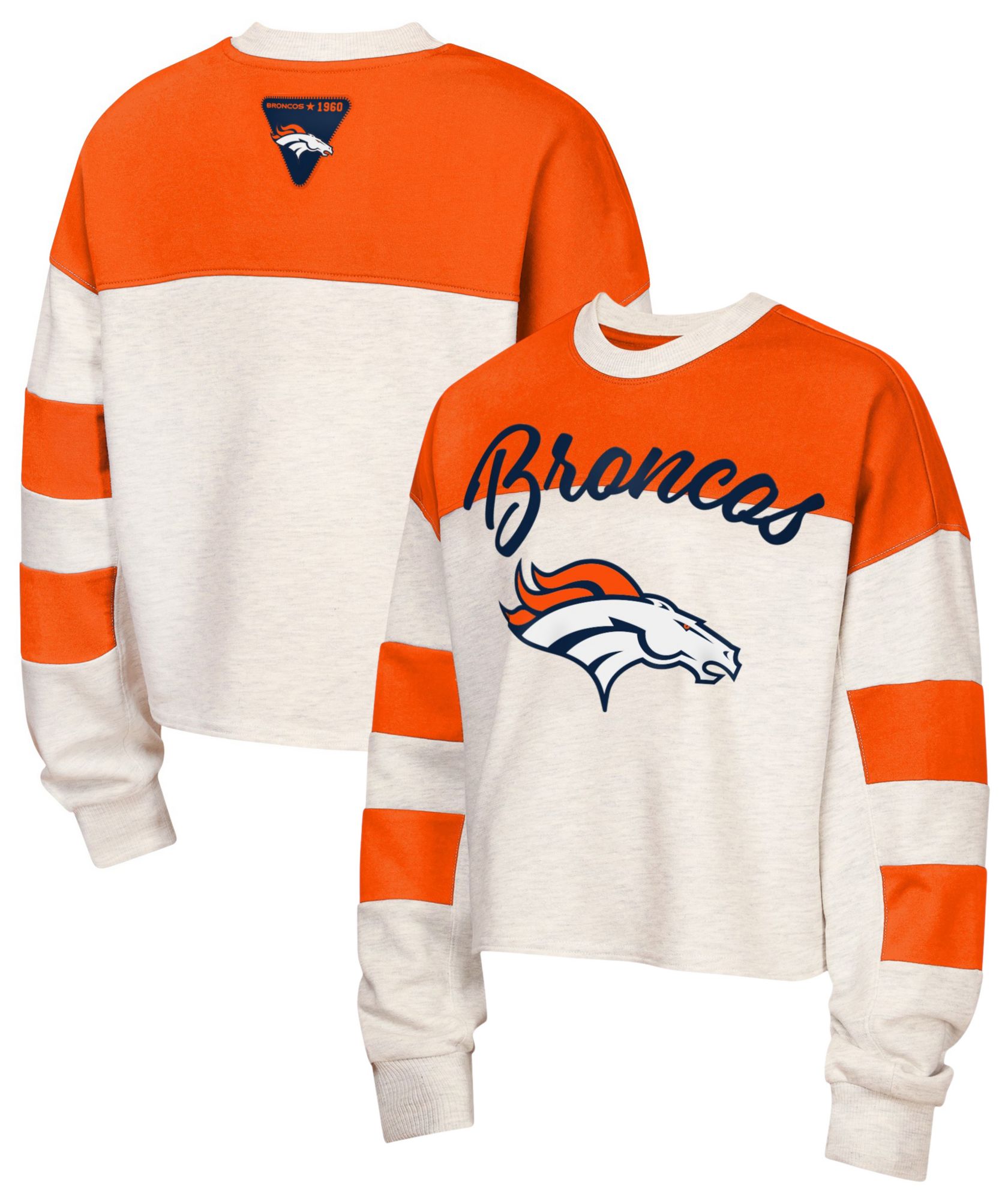 NFL Team Apparel Youth Denver Broncos Orange Dynasty Long Sleeve Shirt