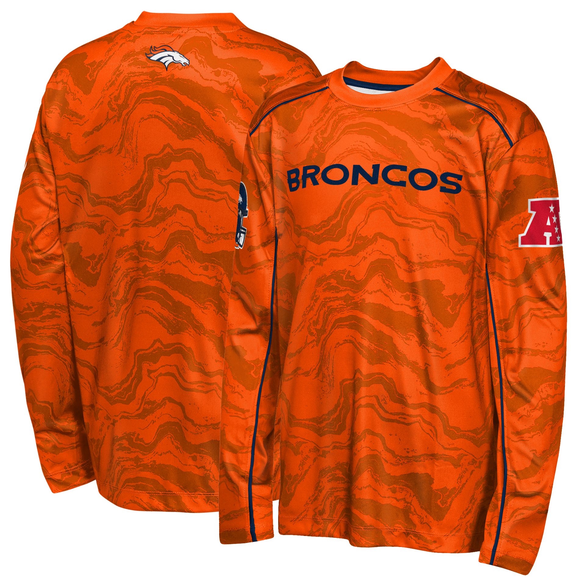 NFL Team Apparel Youth Denver Broncos Orange Tailgate Long Sleeve Shirt