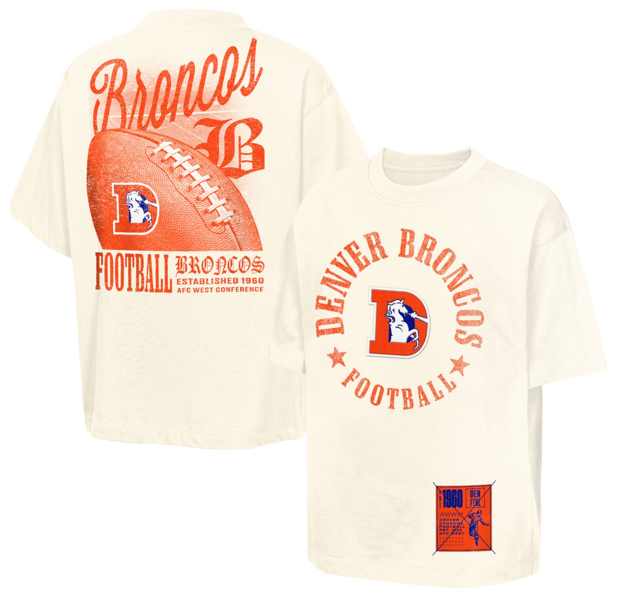 NFL Team Apparel Youth Denver Broncos Natural Classic Defense T-Shirt