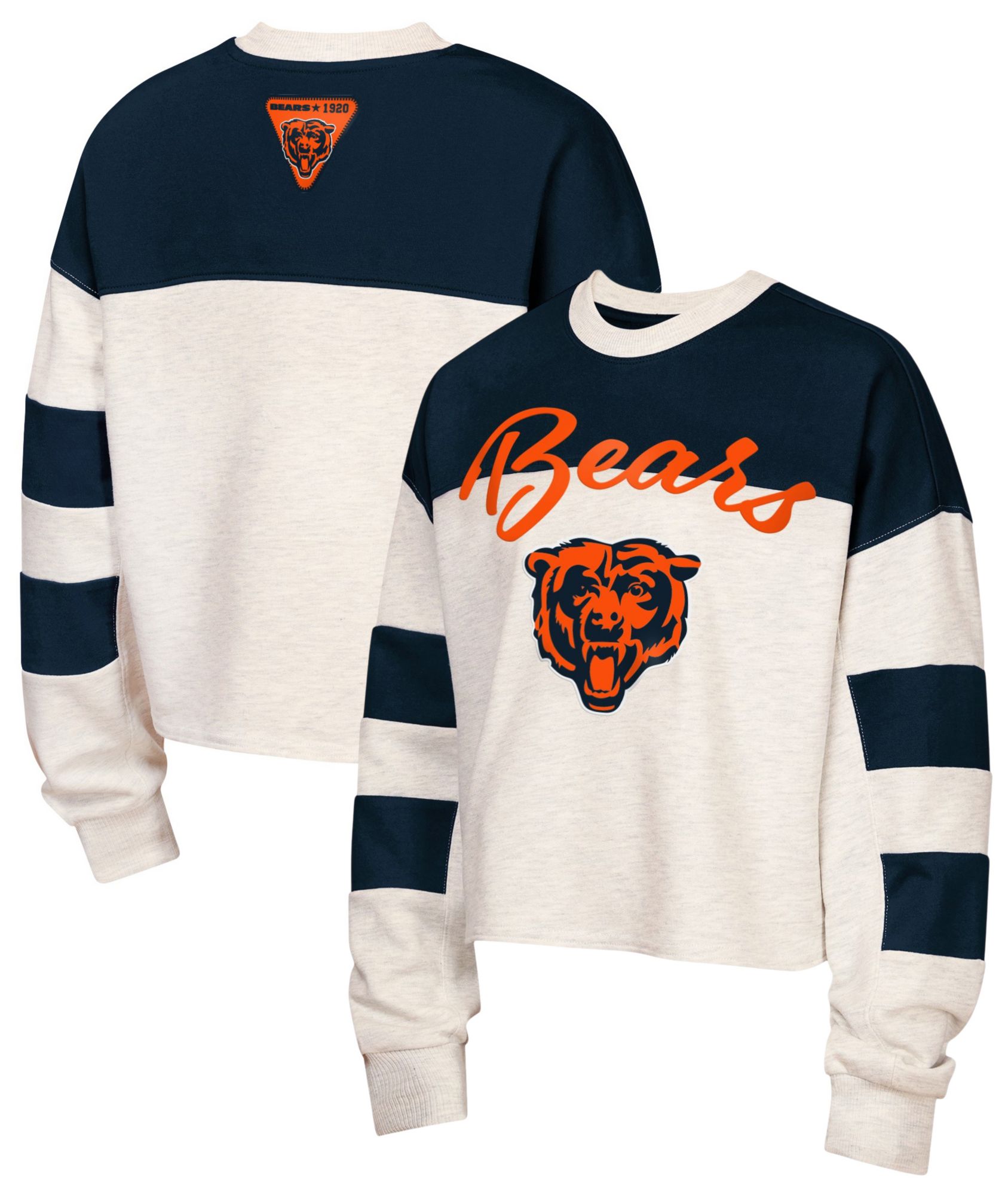 NFL Team Apparel Youth Chicago Bears Navy Dynasty Long Sleeve Shirt