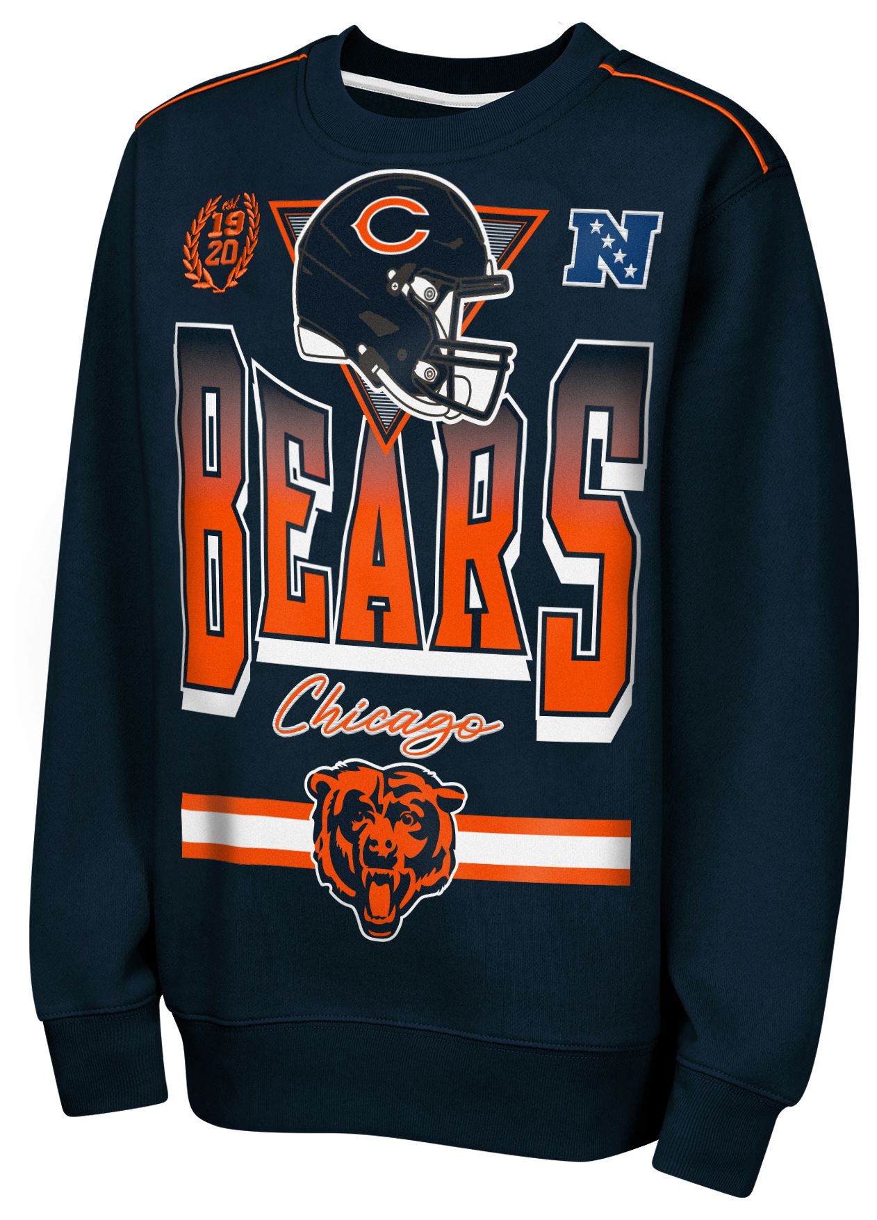 NFL Team Apparel Youth Chicago Bears Navy Run &amp; Gun Crewneck Sweatshirt