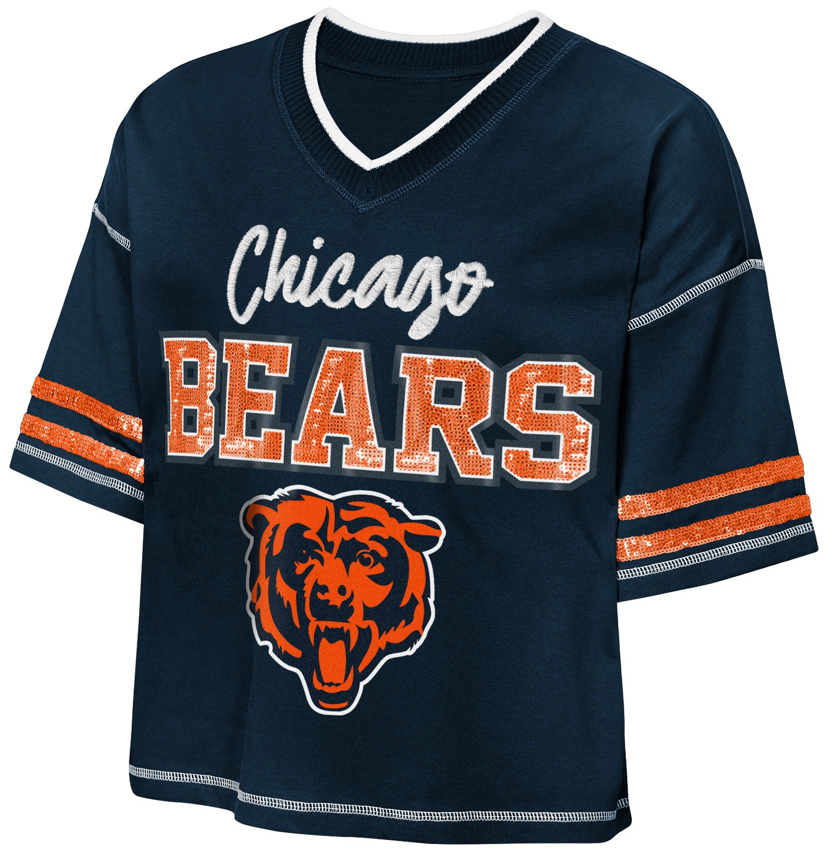NFL Team Apparel Youth Chicago Bears Navy Toe Tap T-Shirt