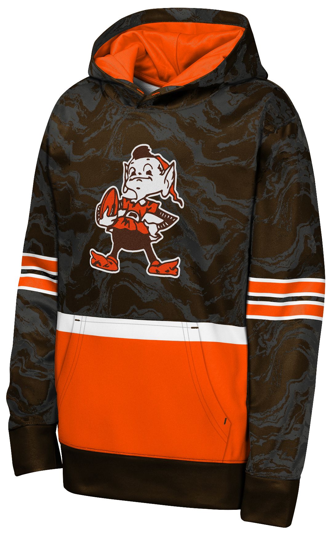 NFL Team Apparel Youth Cleveland Browns Brown Retro Deep Ball Hoodie