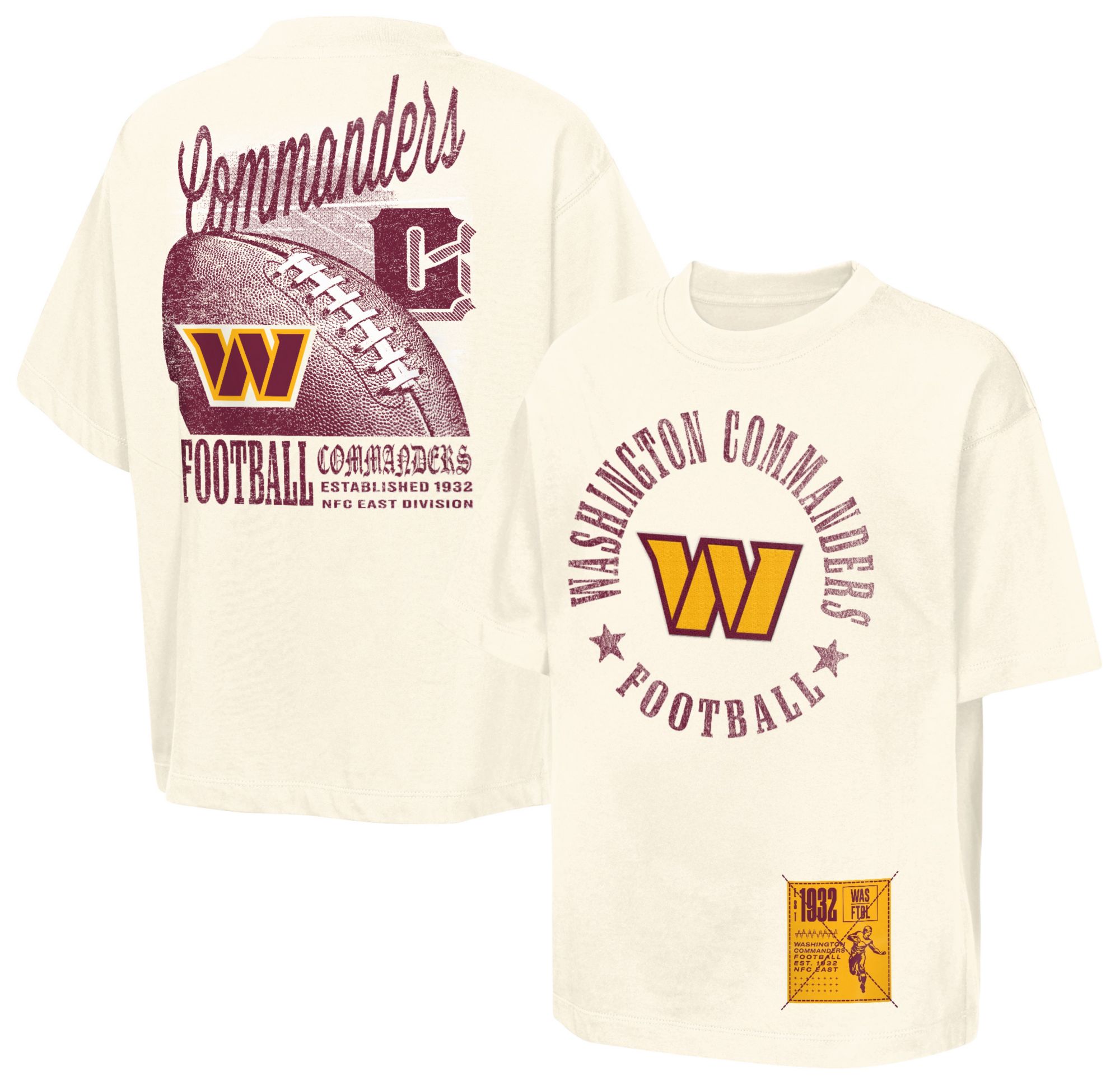 NFL Team Apparel Youth Washington Commanders Cream Defense T-Shirt